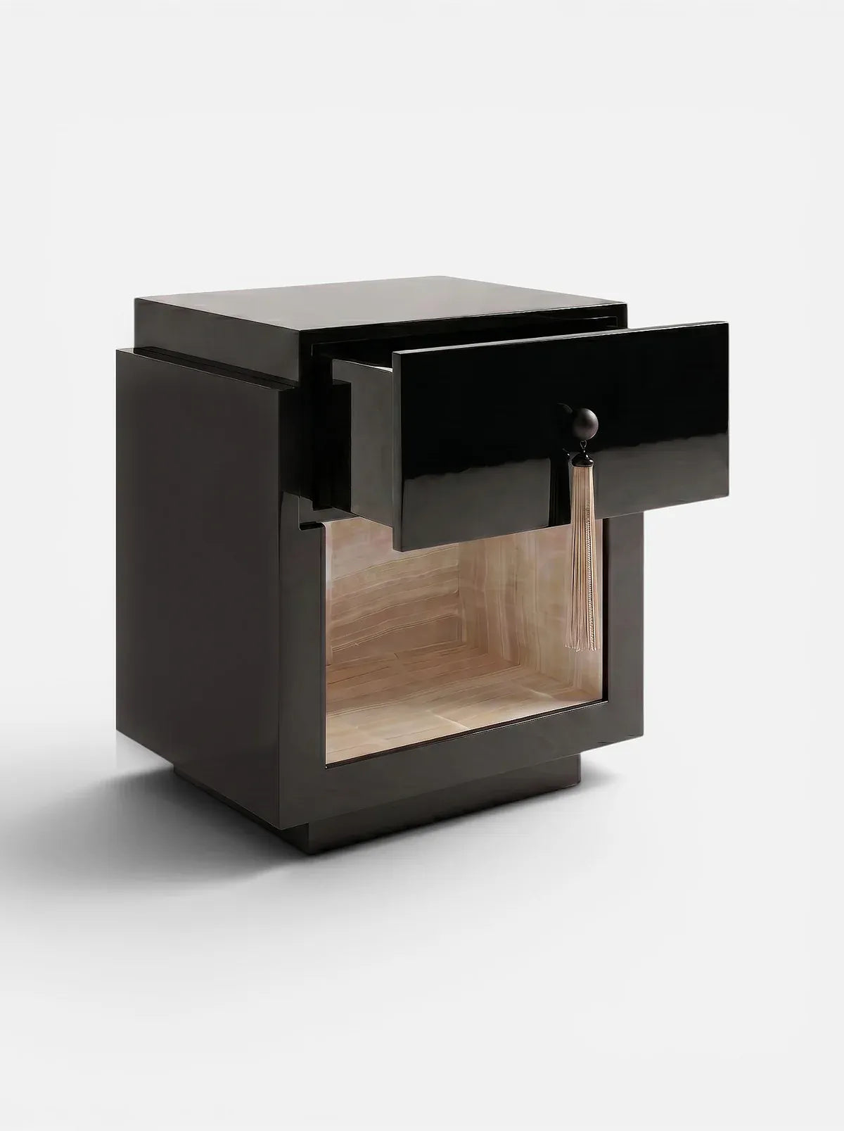 MARBERA LEO BLACK & VANILLA ONYX Bedside Table