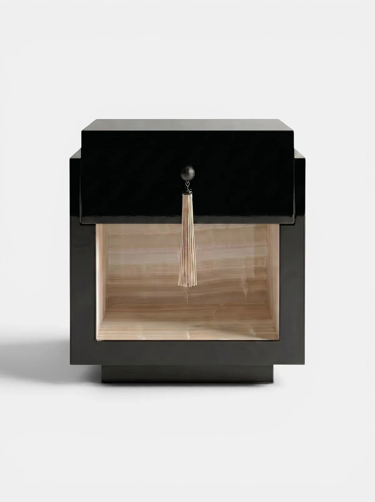 MARBERA LEO BLACK & VANILLA ONYX Bedside Table