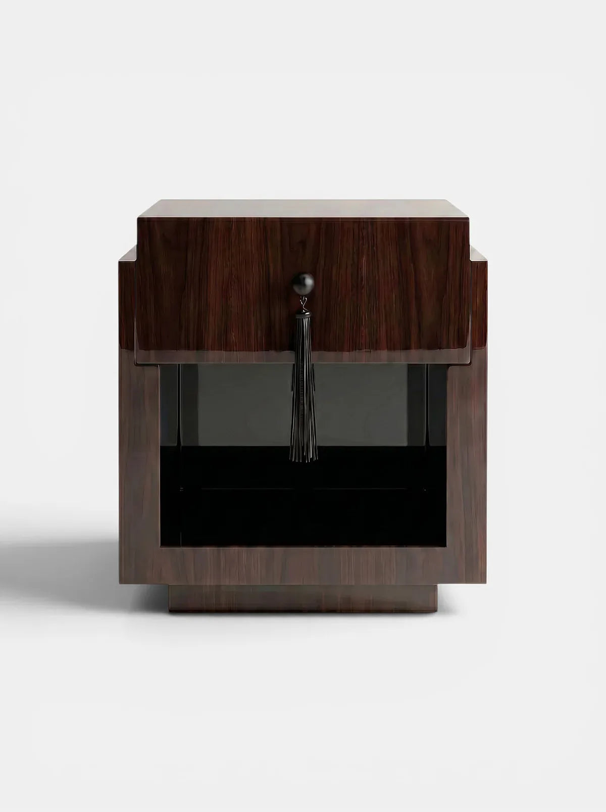 MARBERA LEO GLOSSY WOOD & BLACK Bedside Table