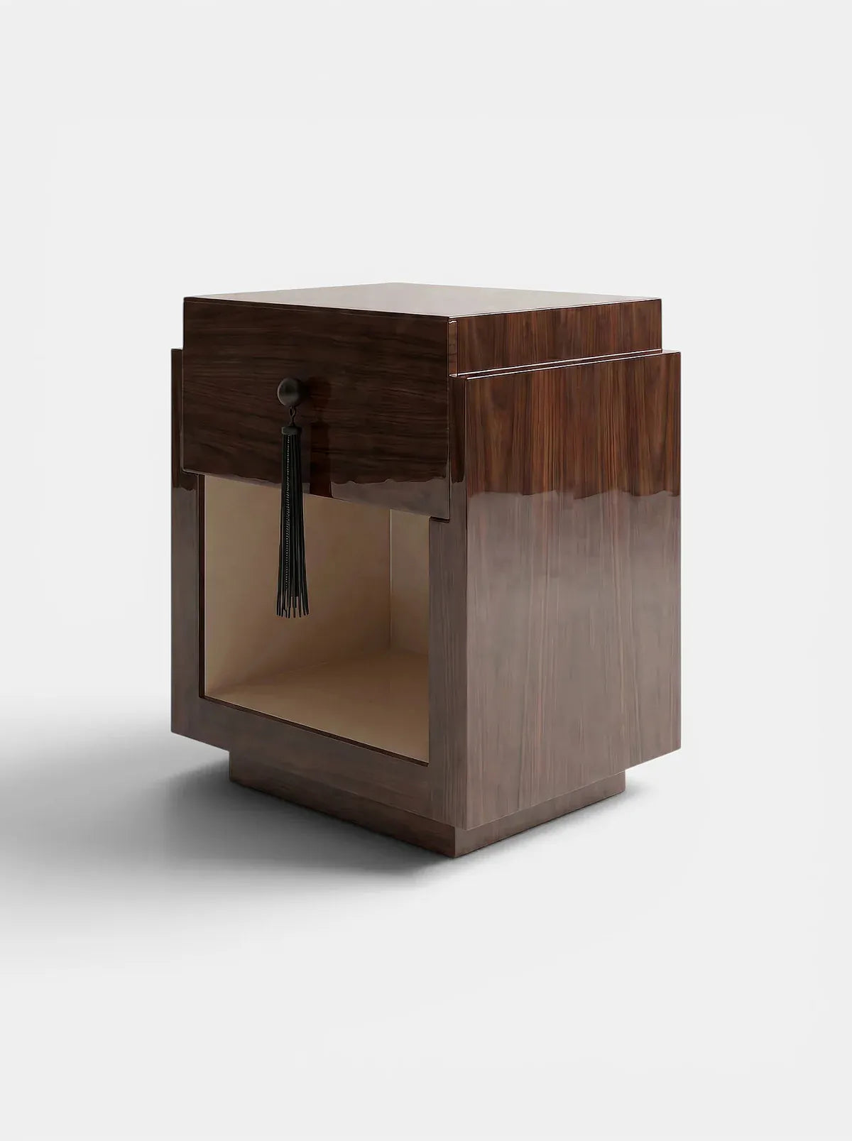 MARBERA LEO GLOSSY WOOD & OFF-WHITE Bedside Table