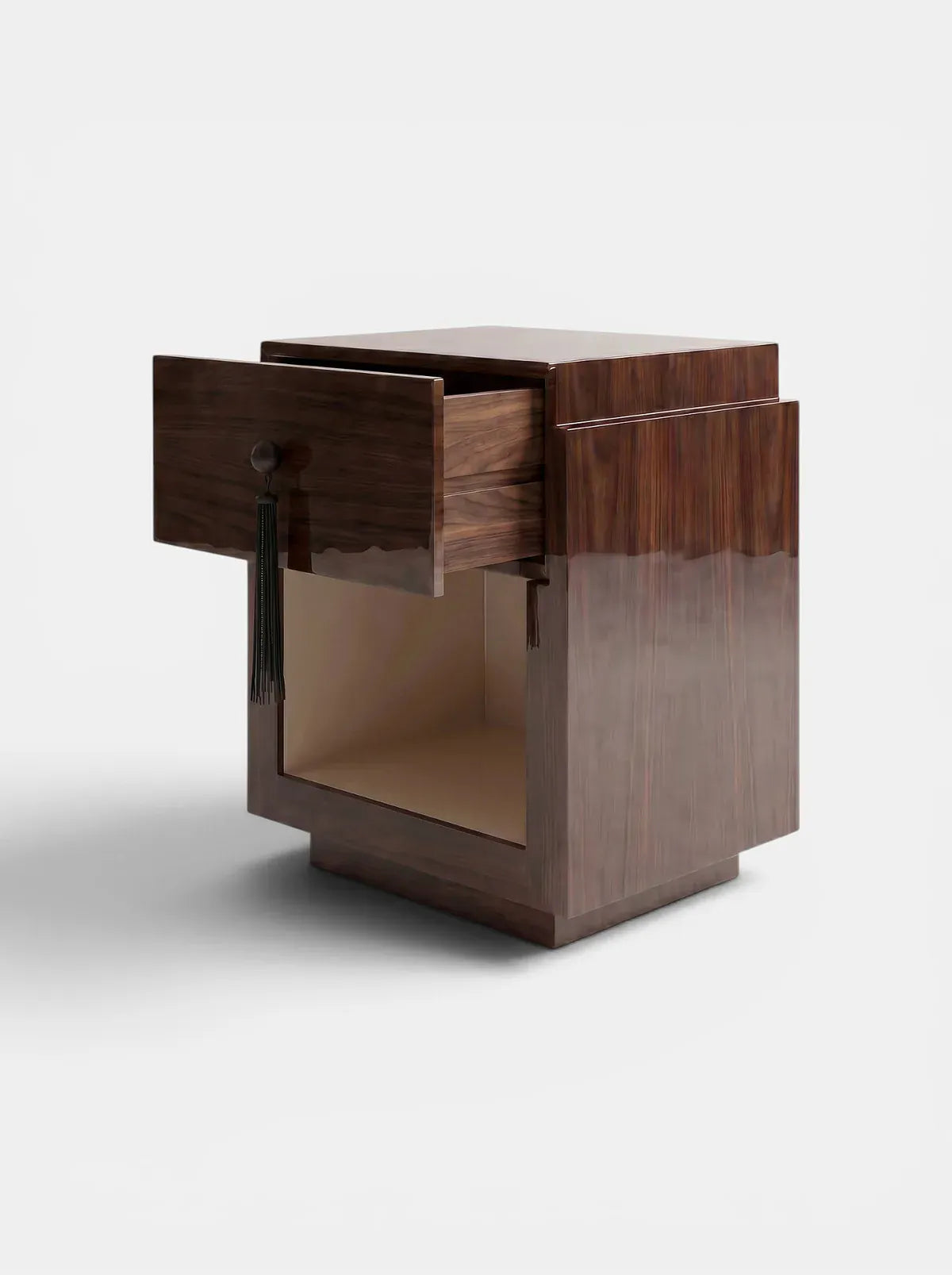 MARBERA LEO GLOSSY WOOD & OFF-WHITE Bedside Table