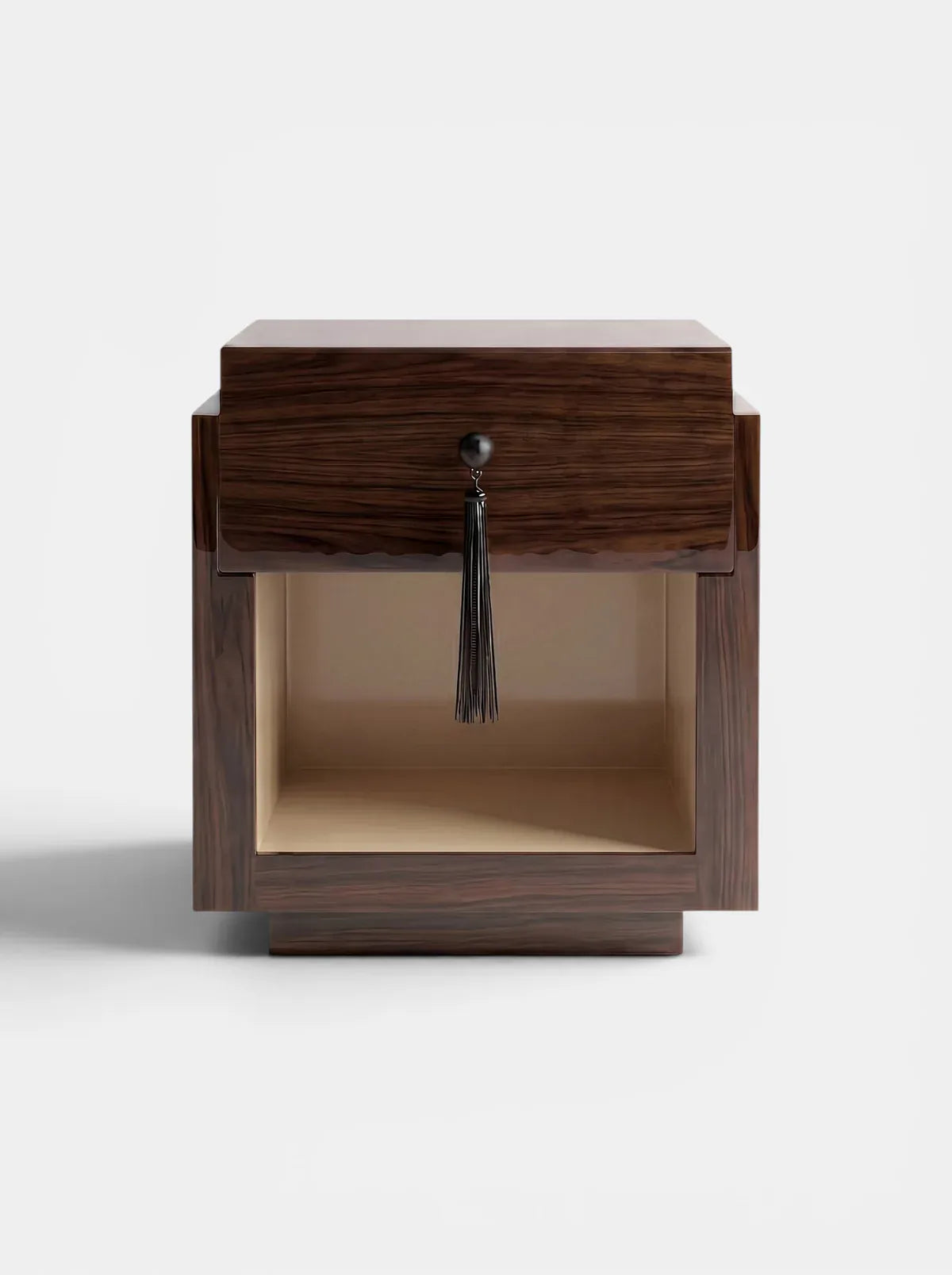 MARBERA LEO GLOSSY WOOD & OFF-WHITE Bedside Table