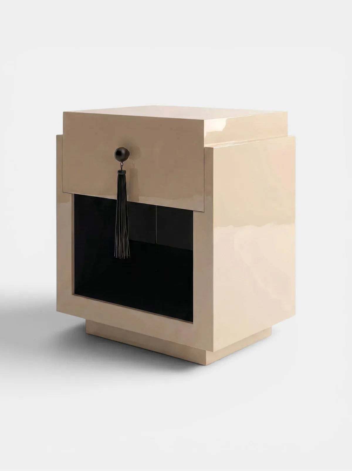 MARBERA LEO OFF-WHITE & BLACK WOOD Bedside Table