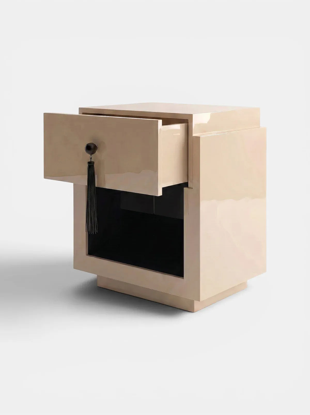 MARBERA LEO OFF-WHITE & BLACK WOOD Bedside Table