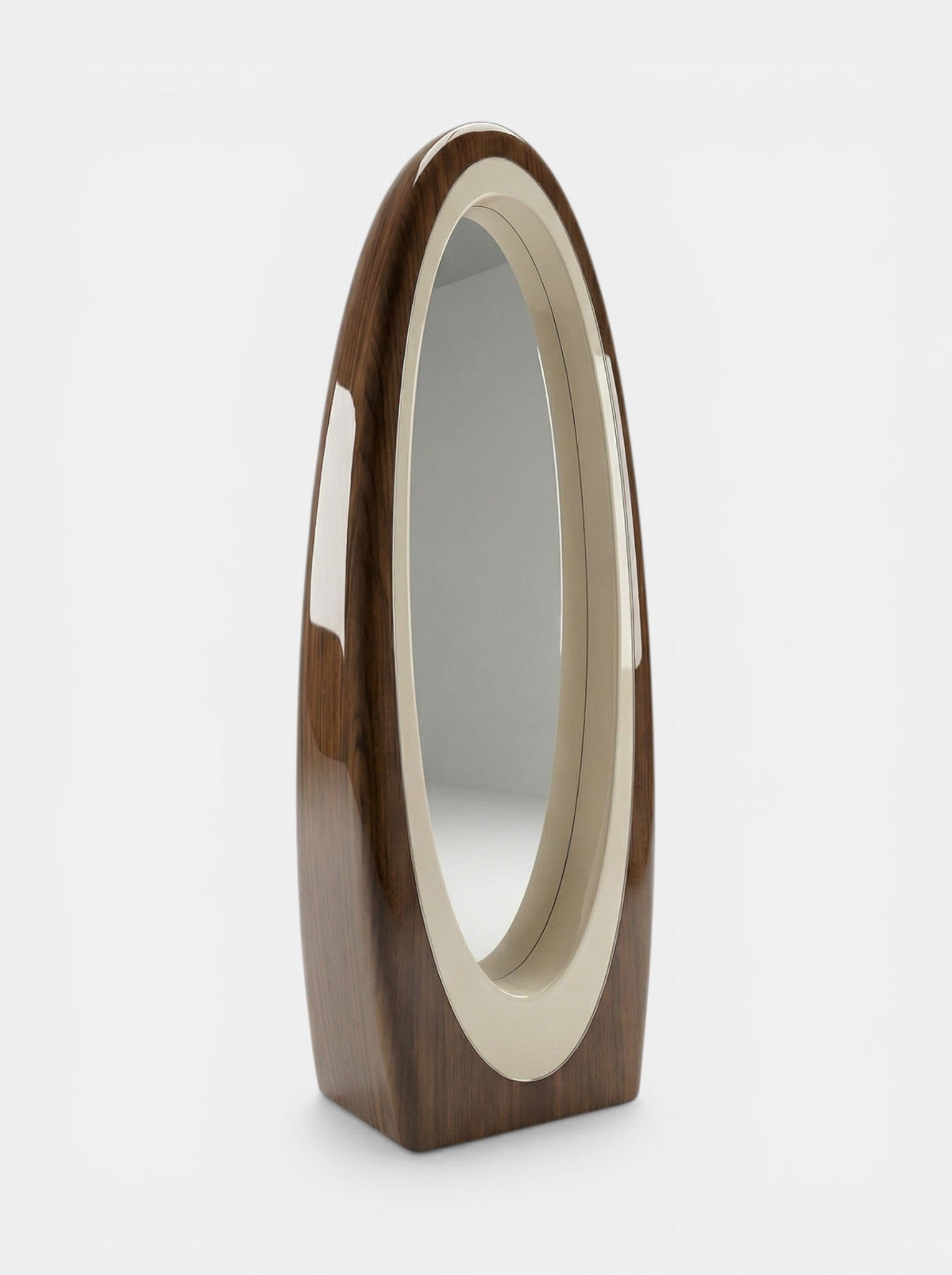 Marbera Marbera Harch Floor Mirror Glossy Wood Off-White Lacquer