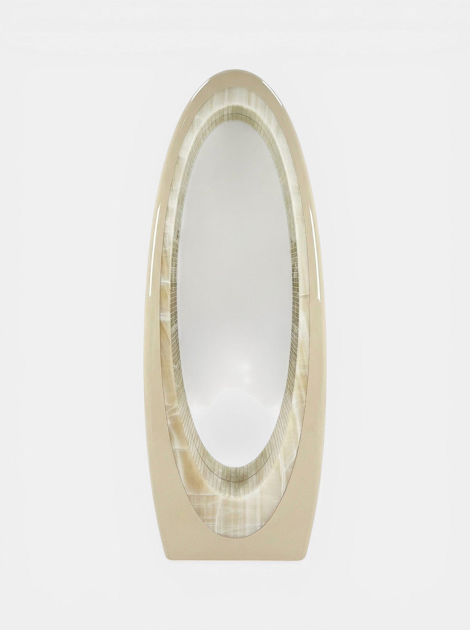 Marbera Marbera Harch Off-White And Vanilla Onyx Sculptural Floor Mirror
