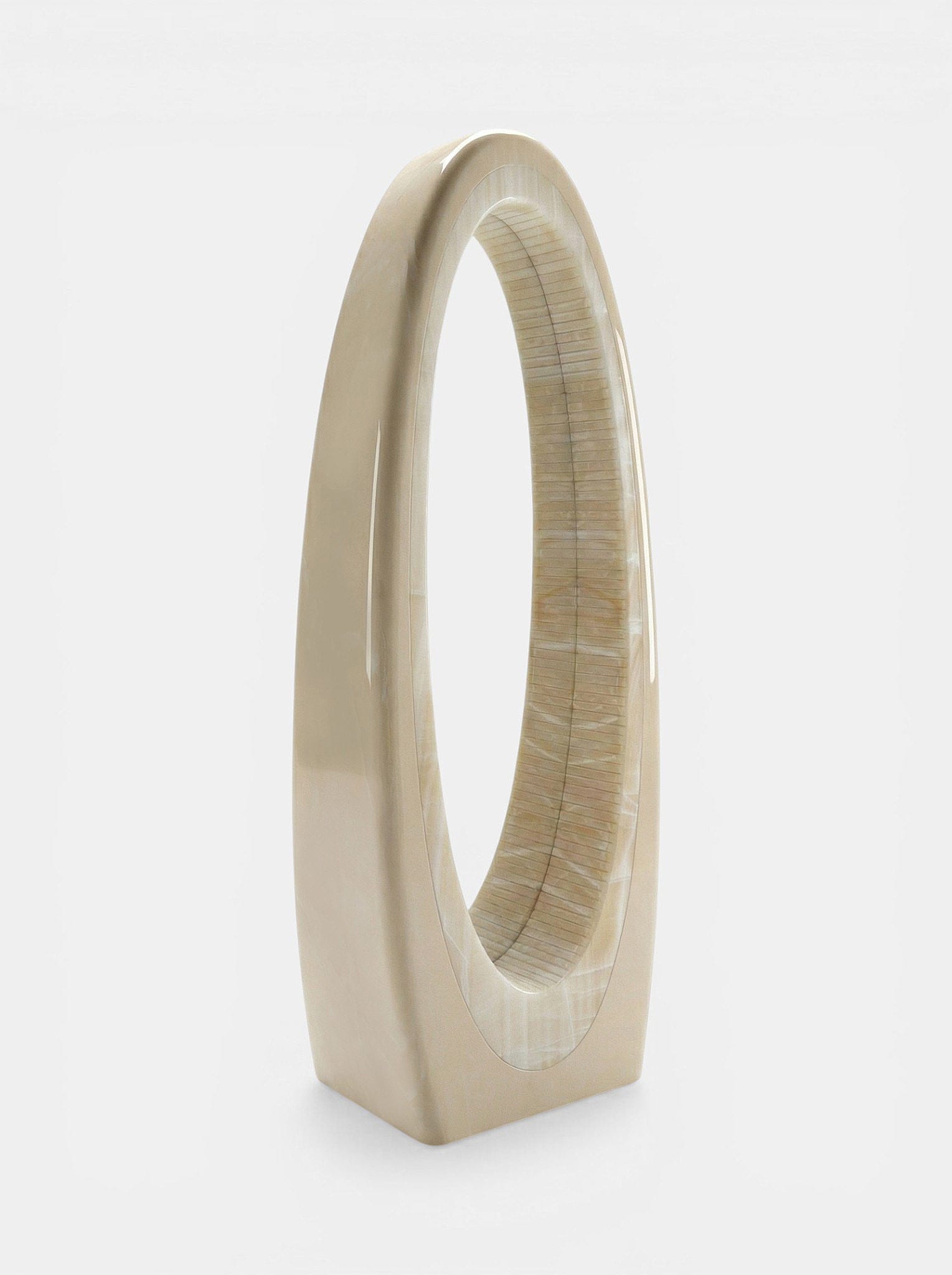Marbera Marbera Harch Off-White And Vanilla Onyx Sculptural Floor Mirror