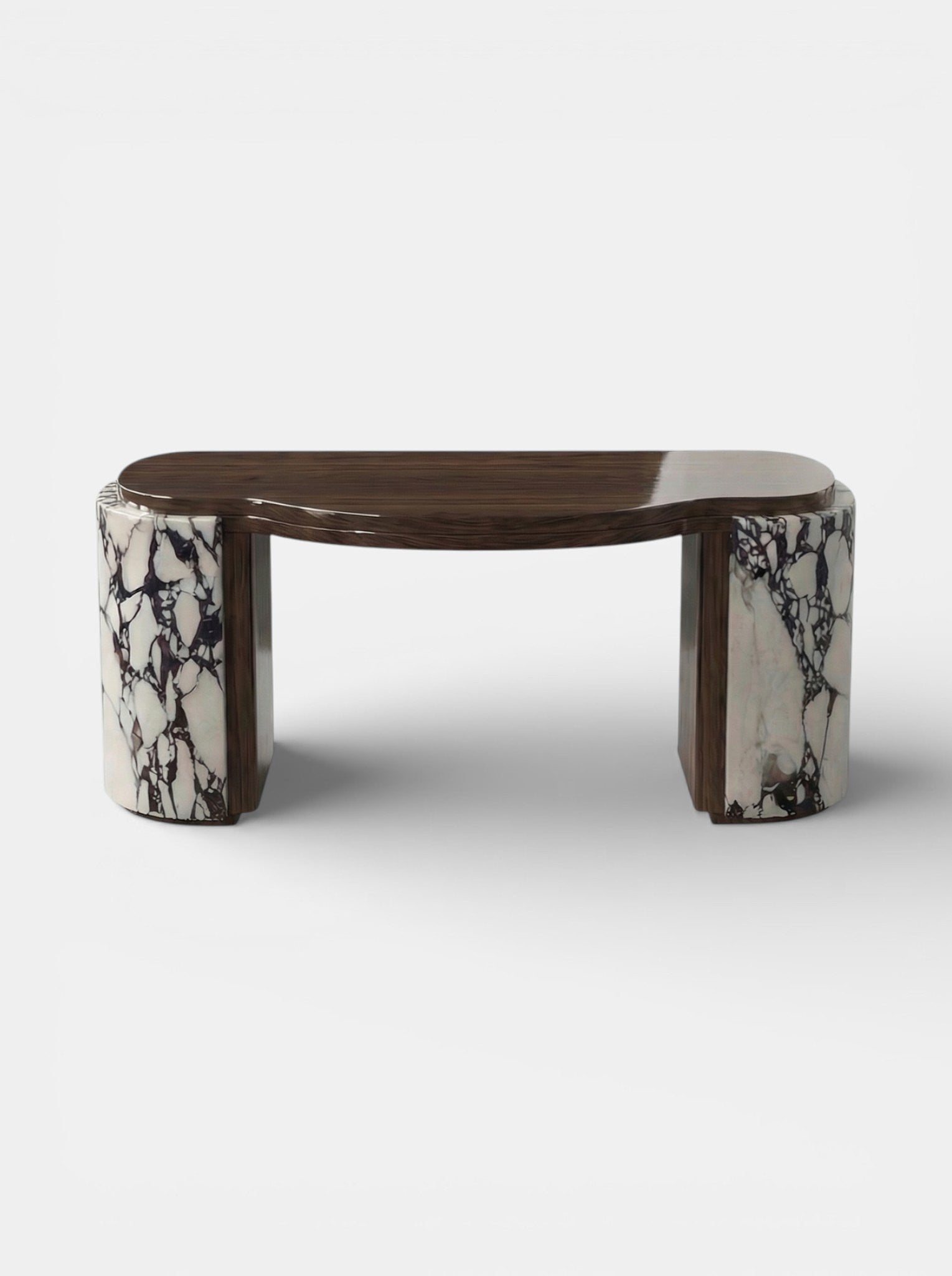 MARBERA MOKA | CALACATTA VIOLA MARBLE & WOOD DESK Desk
