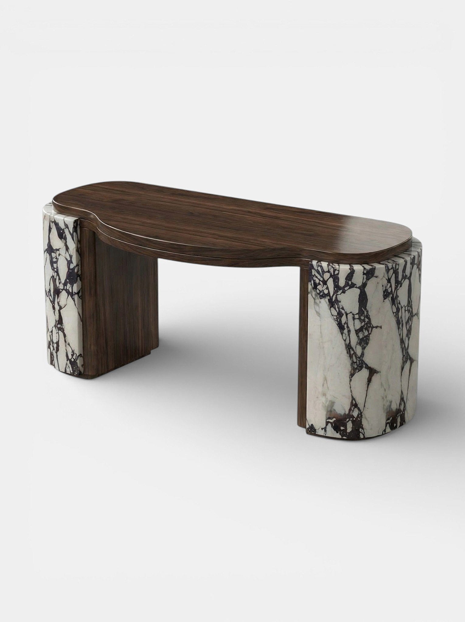 MARBERA MOKA | CALACATTA VIOLA MARBLE & WOOD DESK Desk