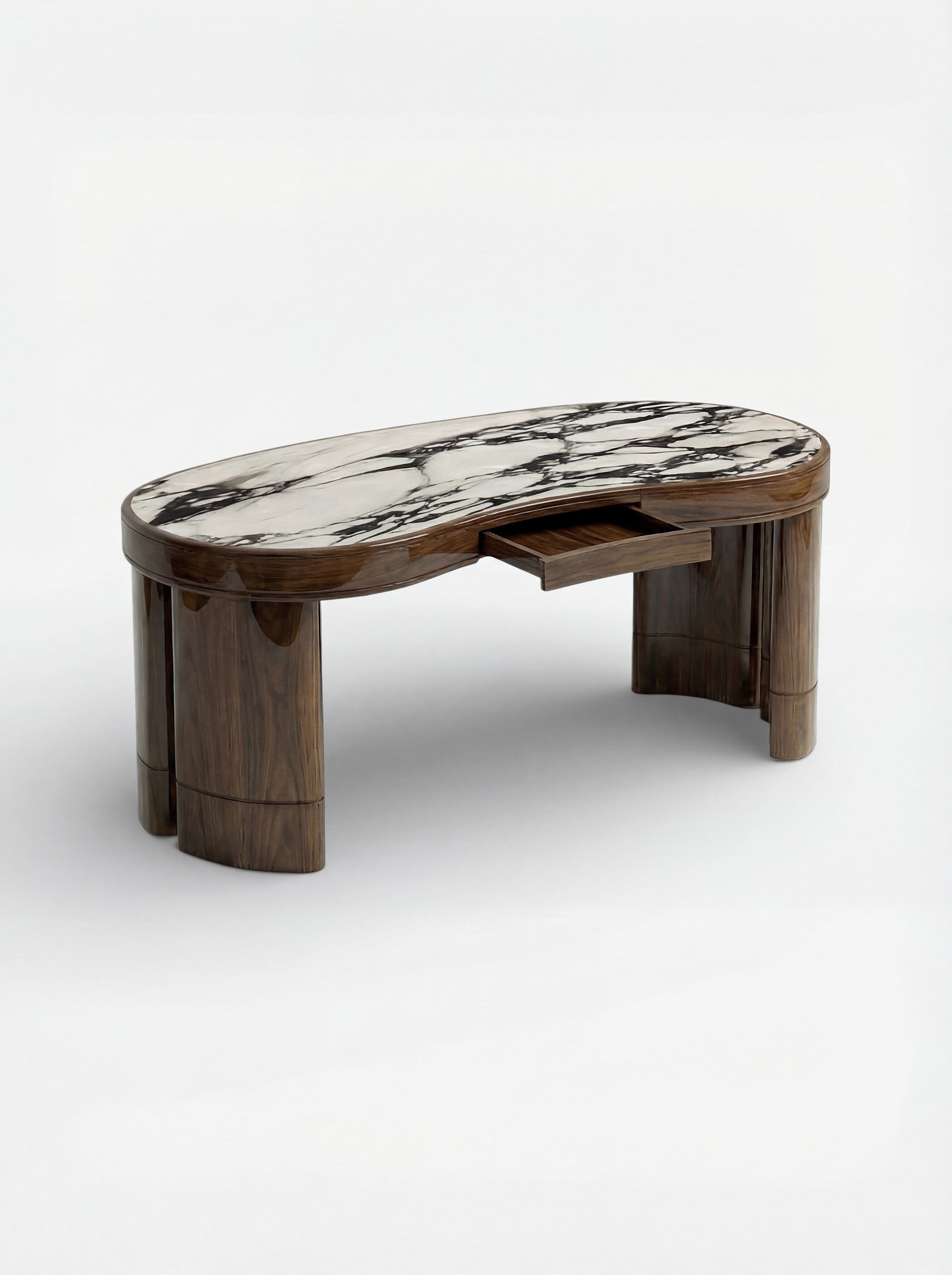MARBERA NICOLA | GLOSSY WOOD &  CALACATTA VIOLA MARBLE DESK Desk