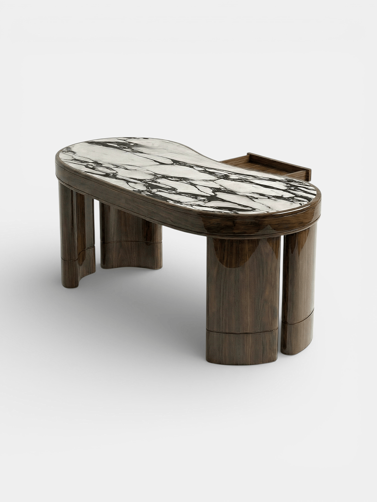 MARBERA NICOLA | GLOSSY WOOD &  CALACATTA VIOLA MARBLE DESK Desk