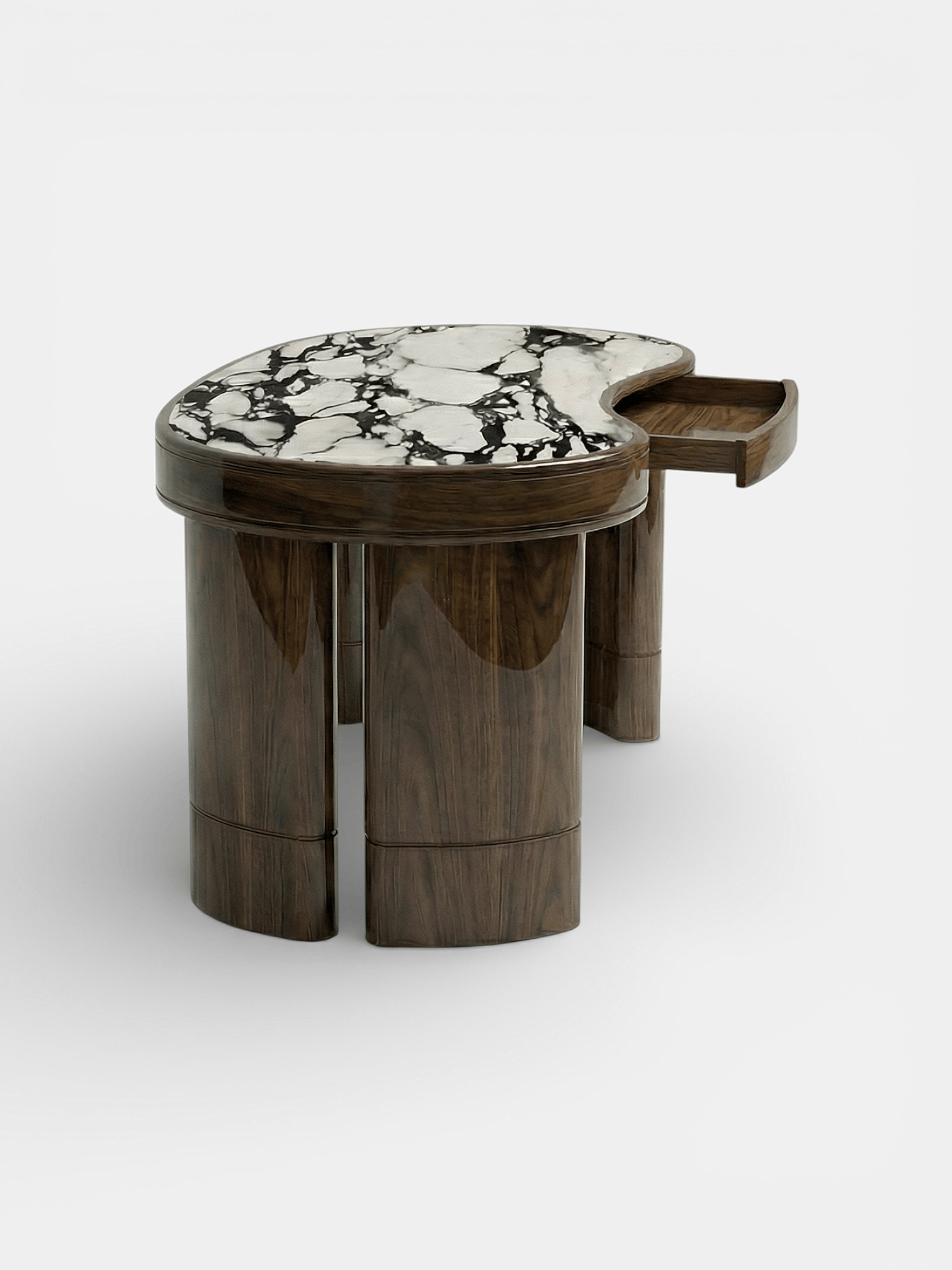 MARBERA NICOLA | GLOSSY WOOD &  CALACATTA VIOLA MARBLE DESK Desk