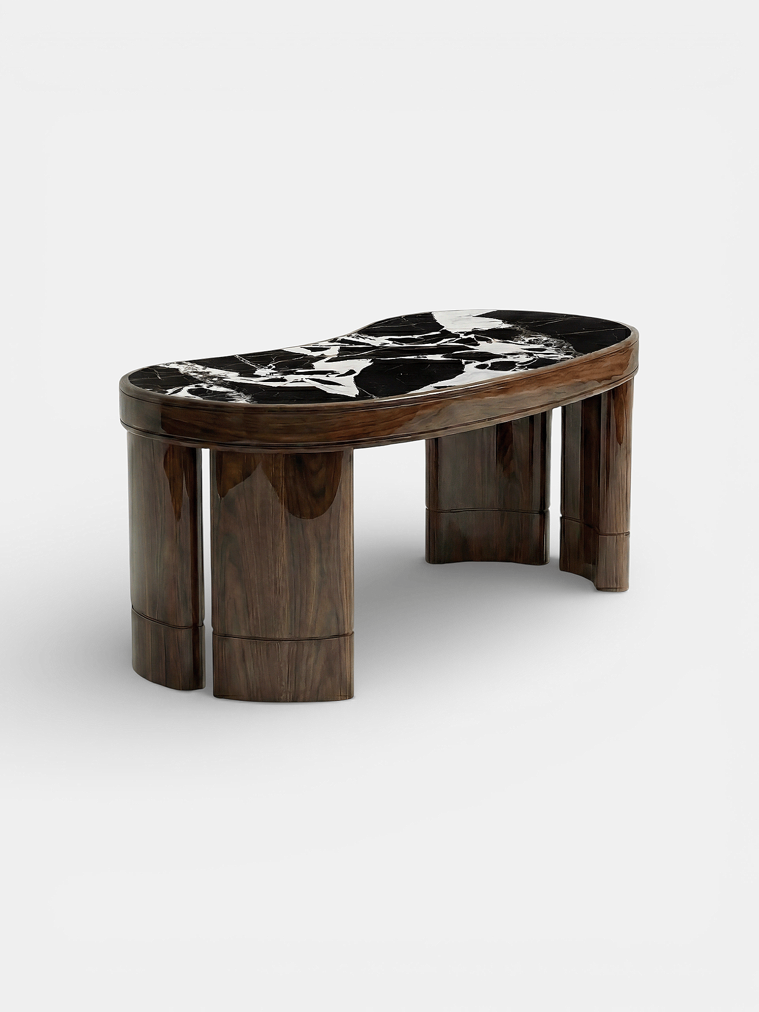 MARBERA NICOLA | GLOSSY WOOD & GRAND ANTIQUE MARBLE DESK Desk