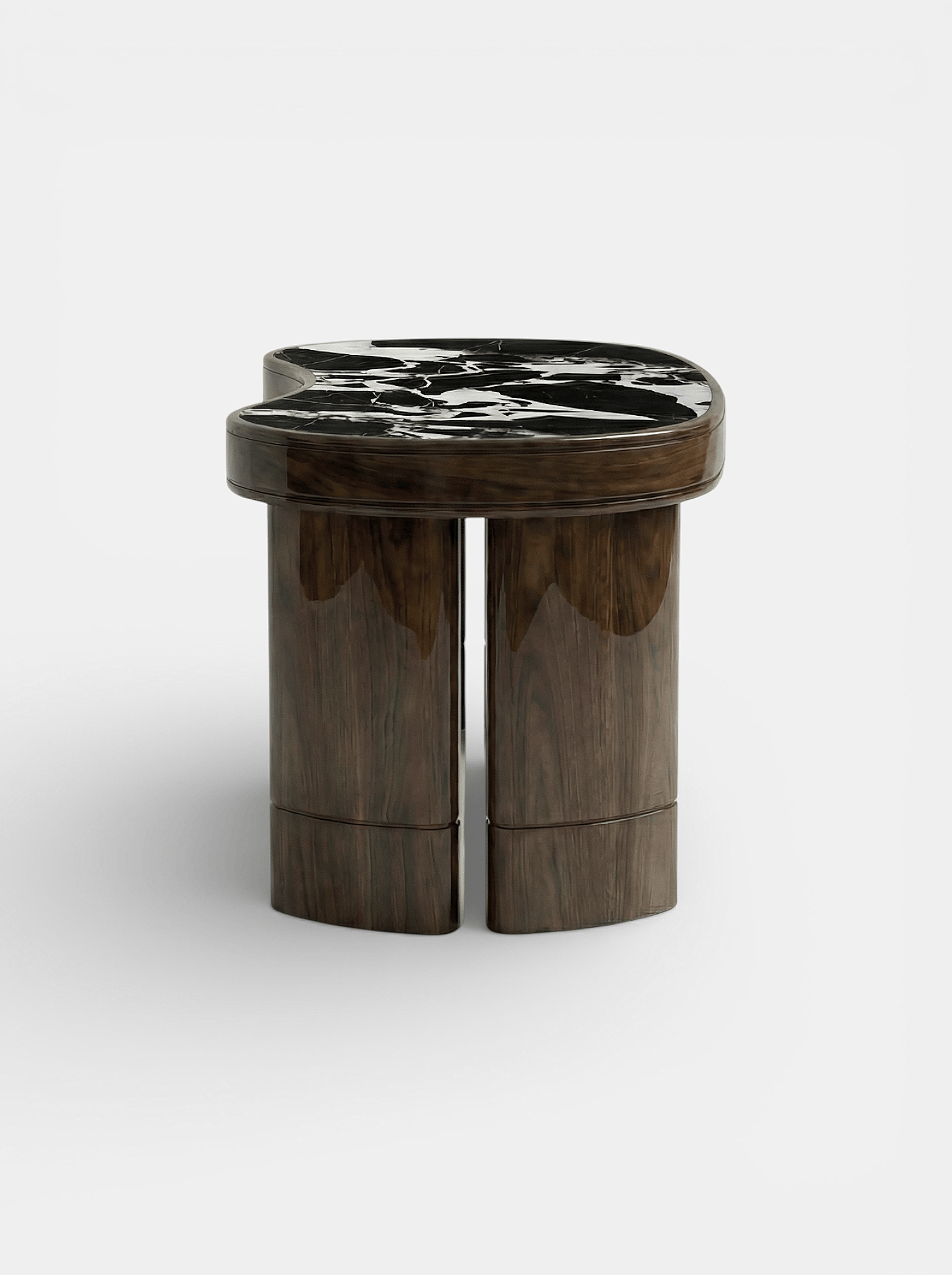 MARBERA NICOLA | GLOSSY WOOD & GRAND ANTIQUE MARBLE DESK Desk