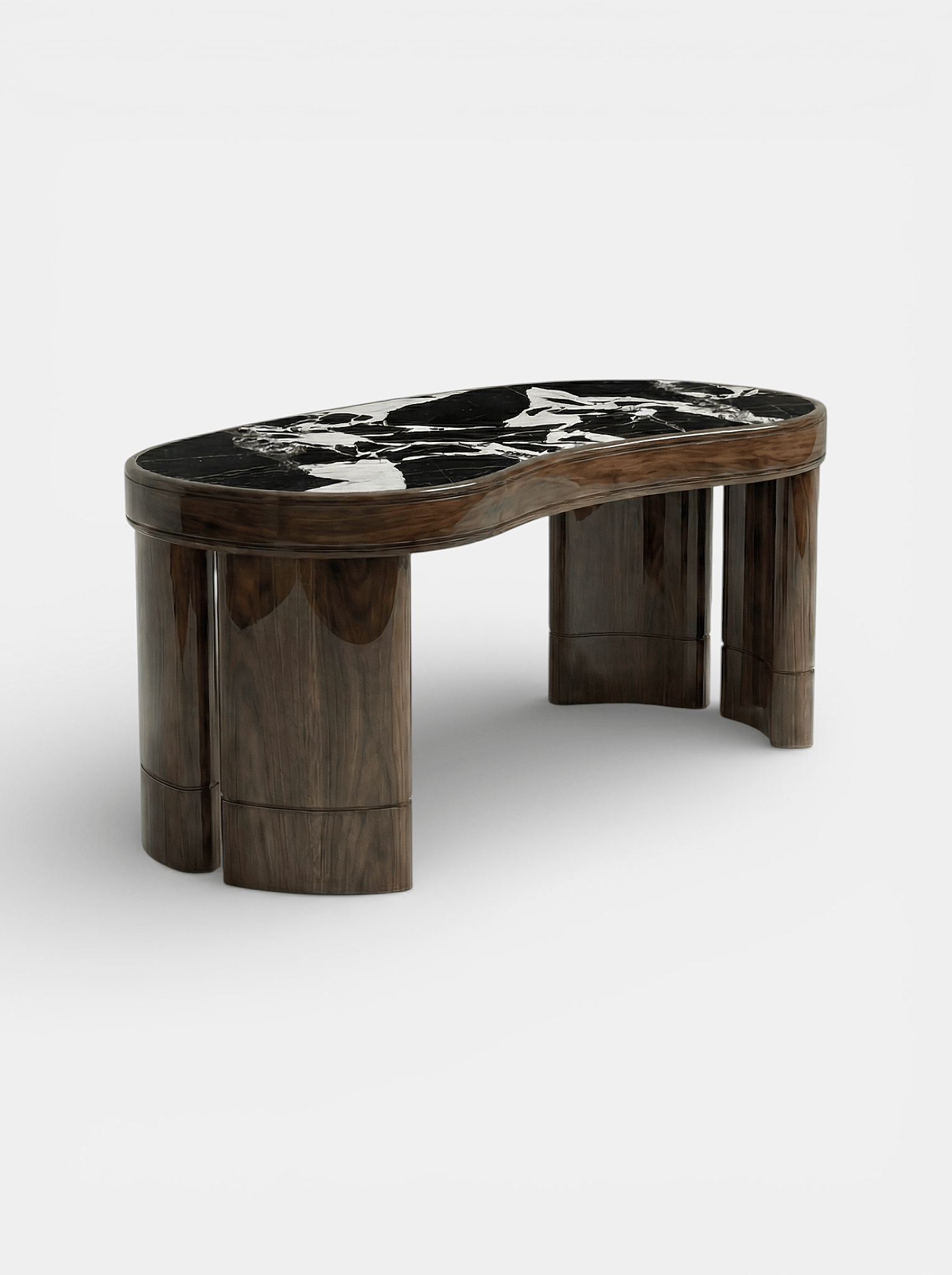MARBERA NICOLA | GLOSSY WOOD & GRAND ANTIQUE MARBLE DESK Desk