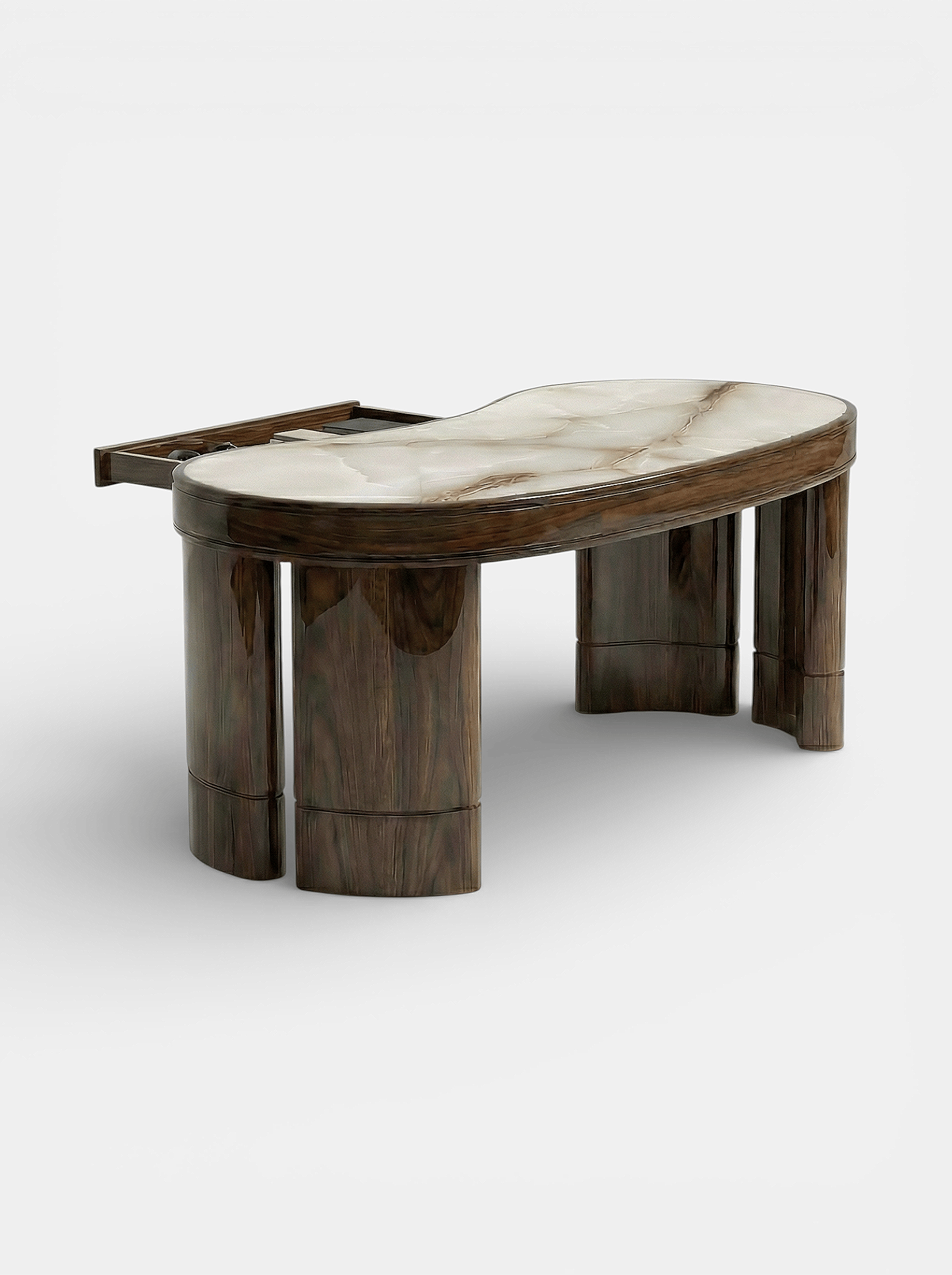 MARBERA NICOLA | GLOSSY WOOD & SHELL ONYX DESK Desk