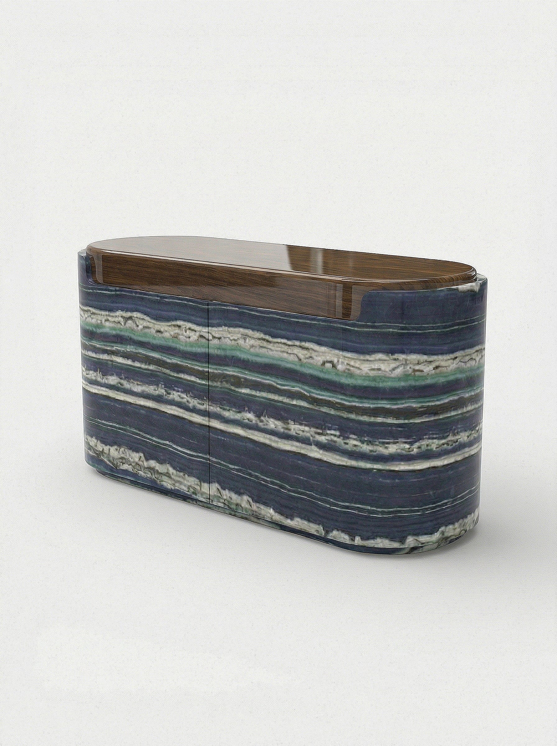 MARBERA NORI STORAGE | WOOD & BULGARI MARBLE Storage Cabinet