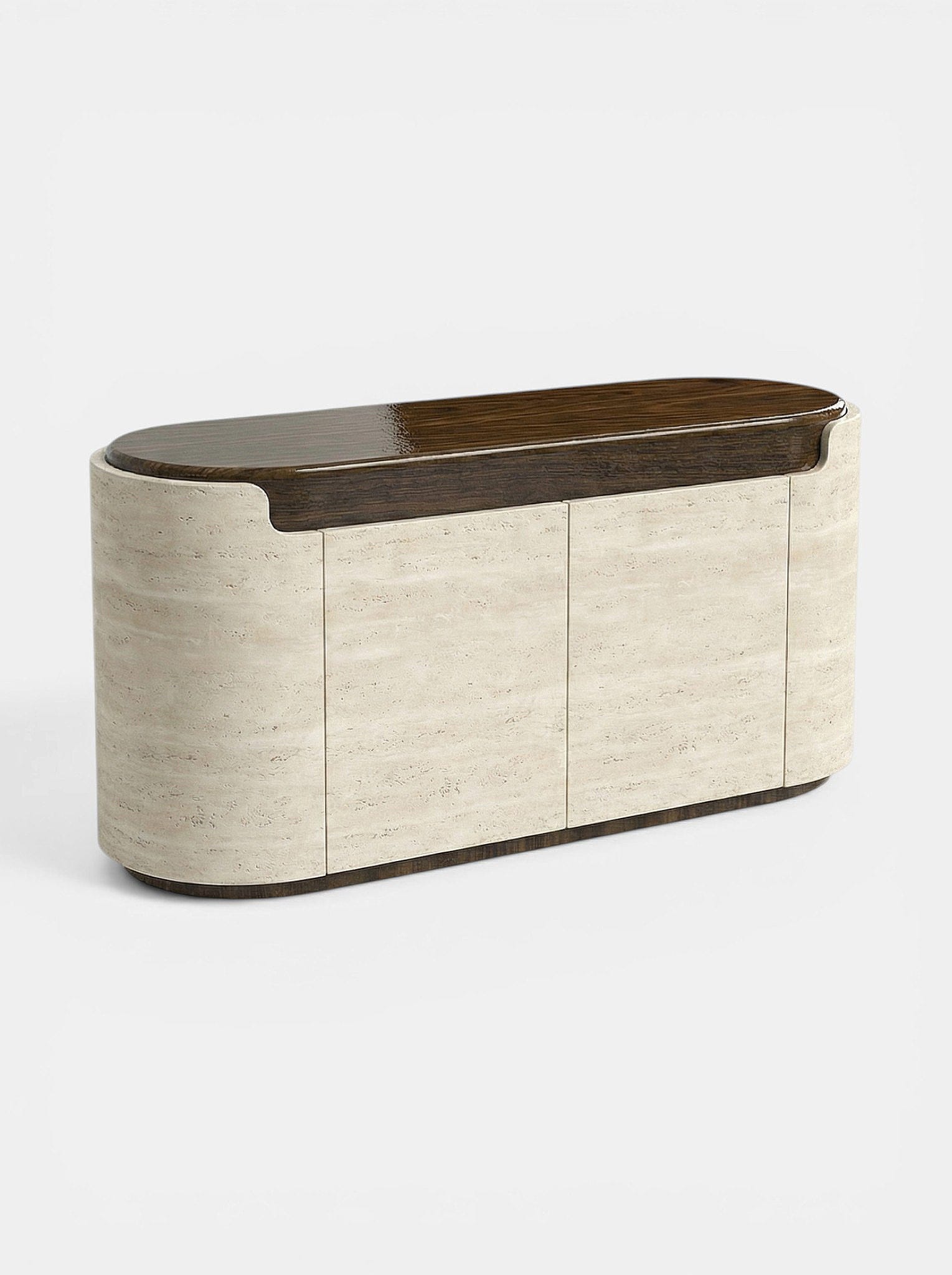 MARBERA NORI STORAGE | WOOD & TRAVERTINE Storage Cabinet