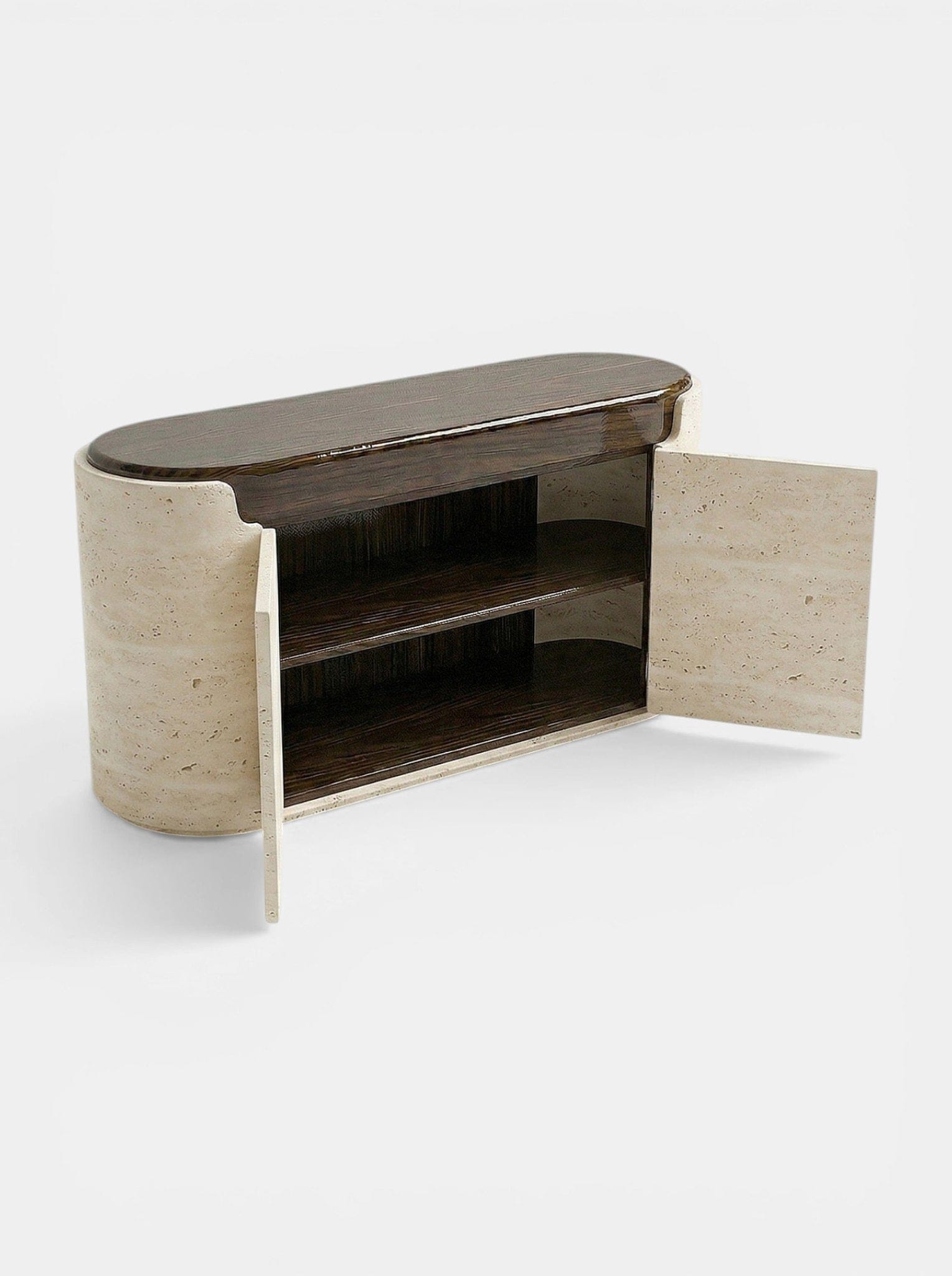 MARBERA NORI STORAGE | WOOD & TRAVERTINE Storage Cabinet