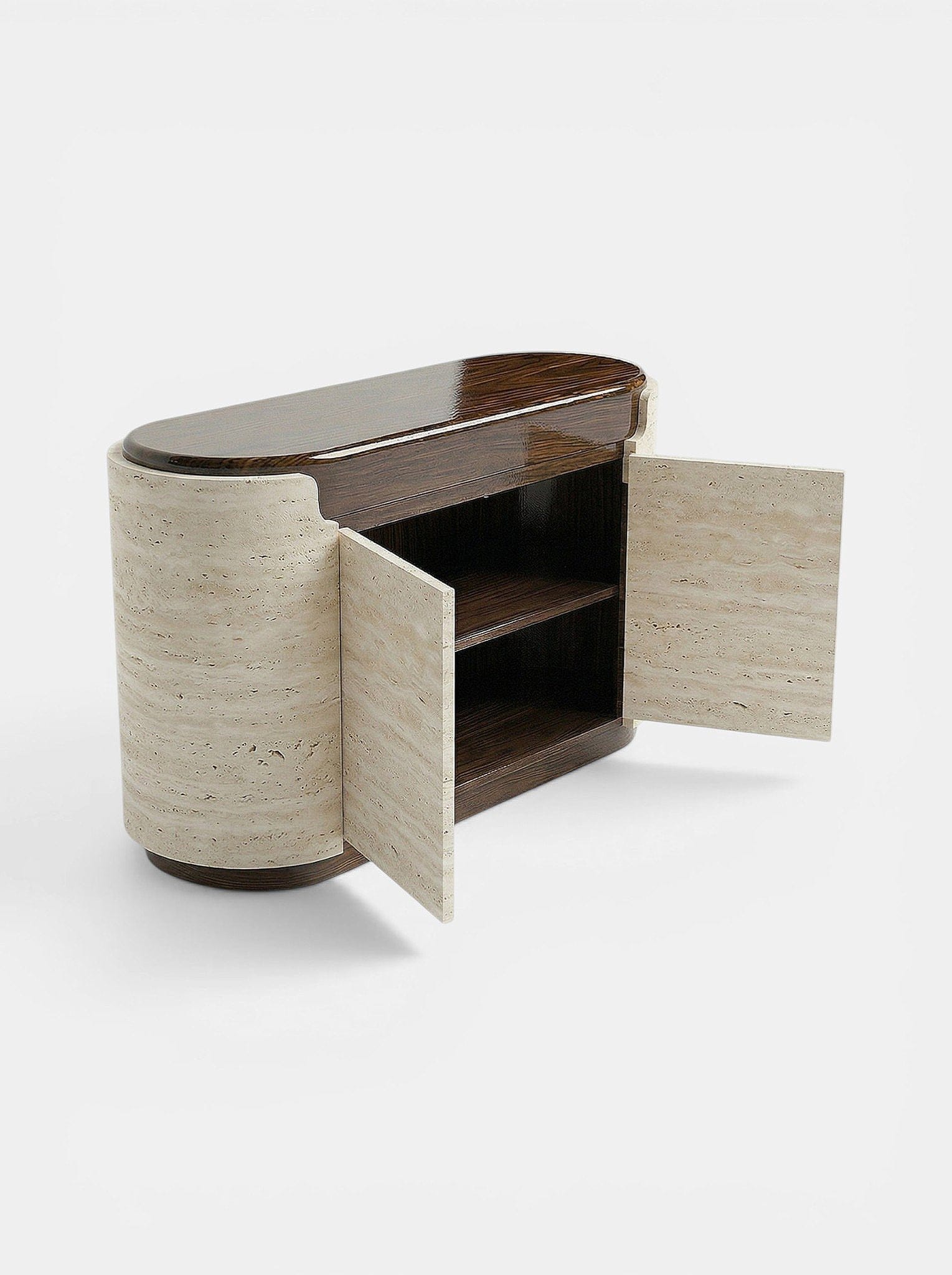MARBERA NORI STORAGE | WOOD & TRAVERTINE Storage Cabinet