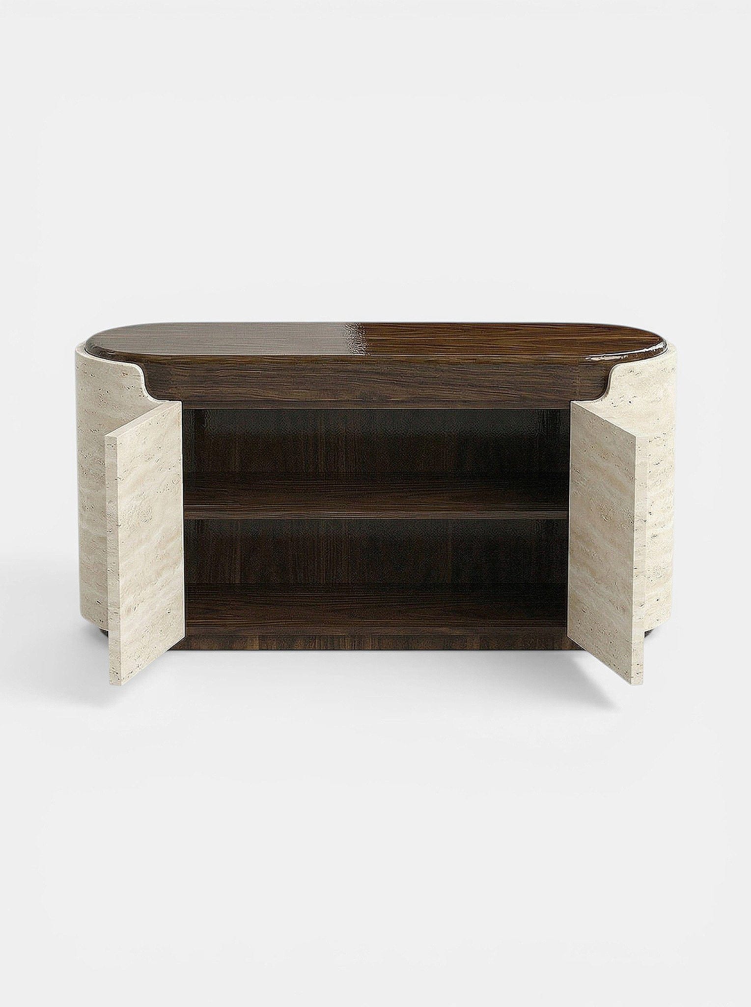MARBERA NORI STORAGE | WOOD & TRAVERTINE Storage Cabinet