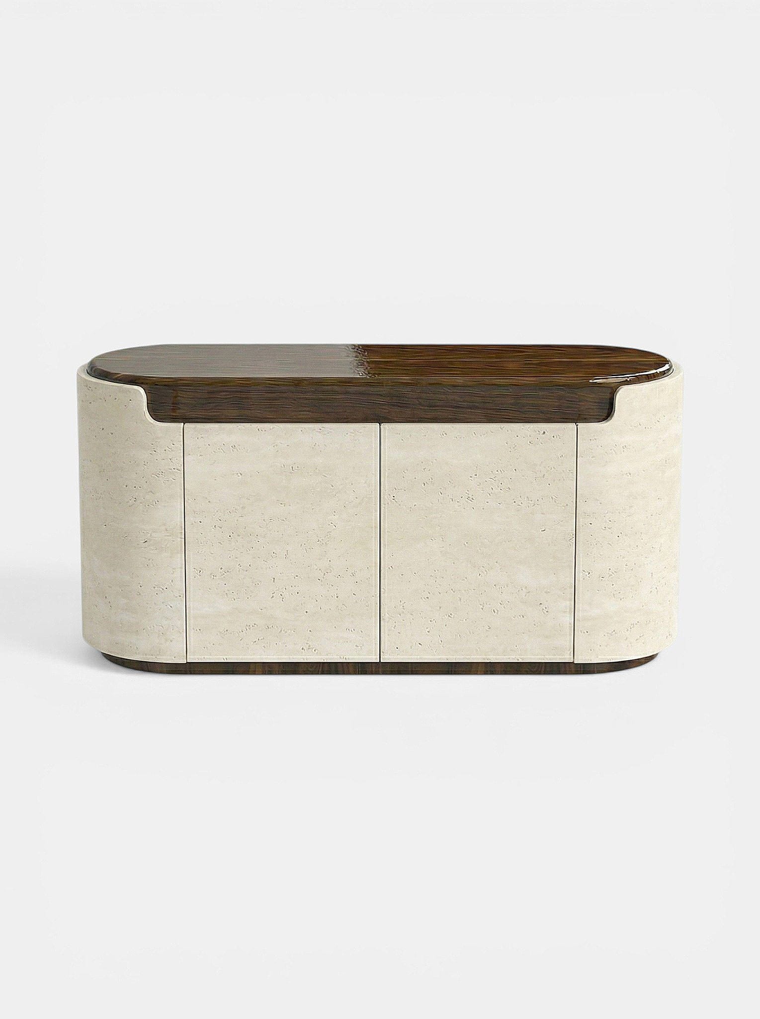 MARBERA NORI STORAGE | WOOD & TRAVERTINE Storage Cabinet