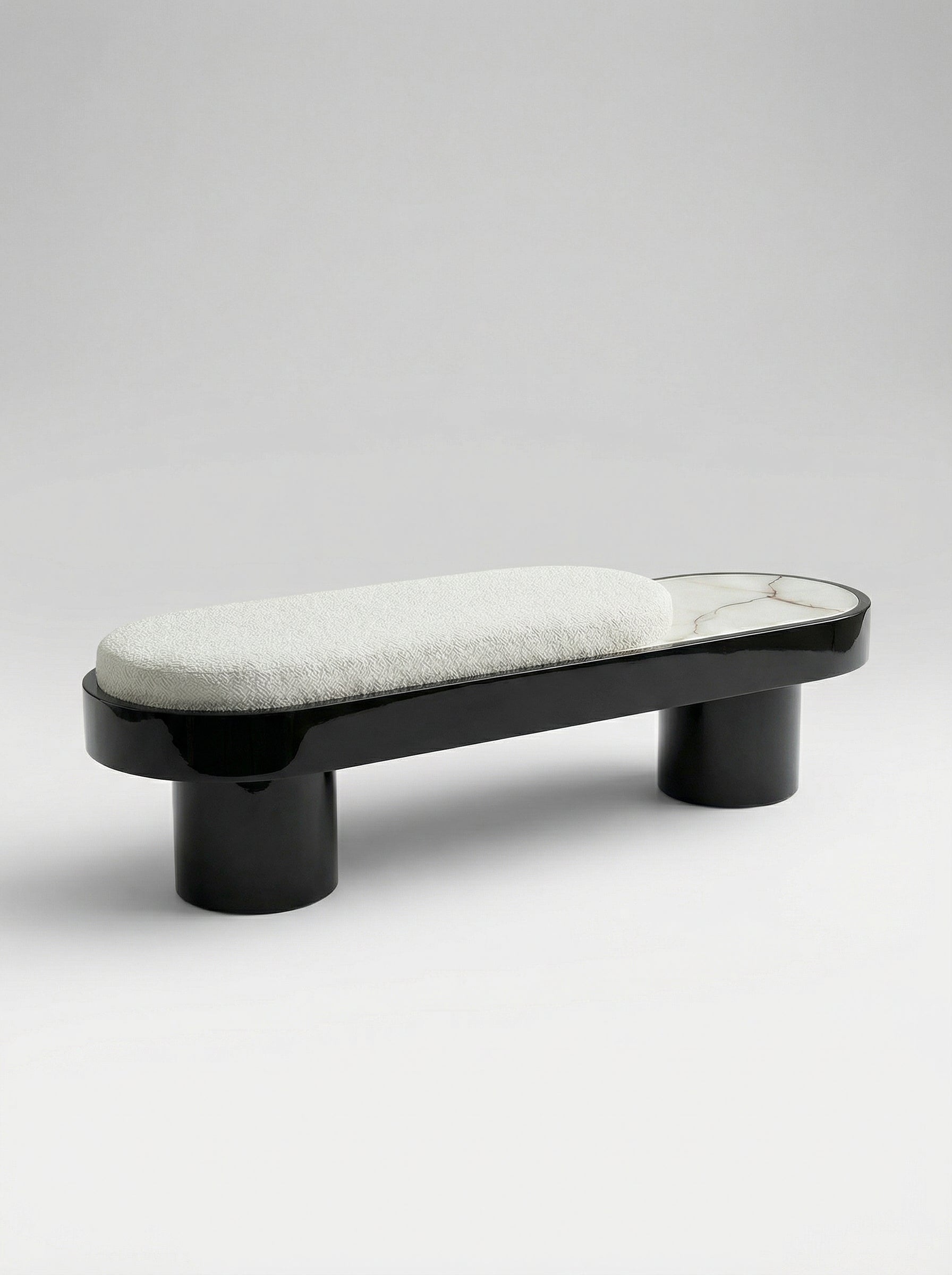 MARBERA NOTO BLACK LACQUERED WOOD & SHELL ONYX BENCH Bench