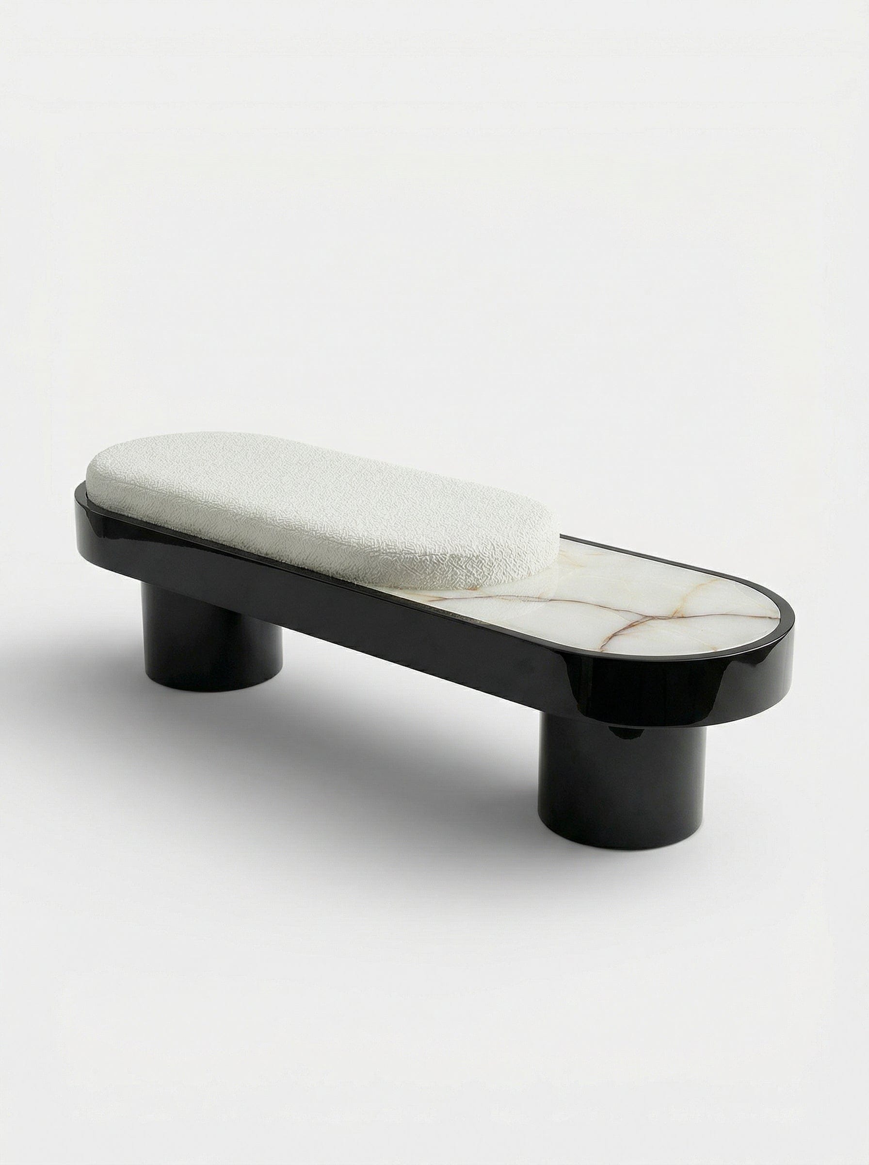 MARBERA NOTO BLACK LACQUERED WOOD & SHELL ONYX BENCH Bench