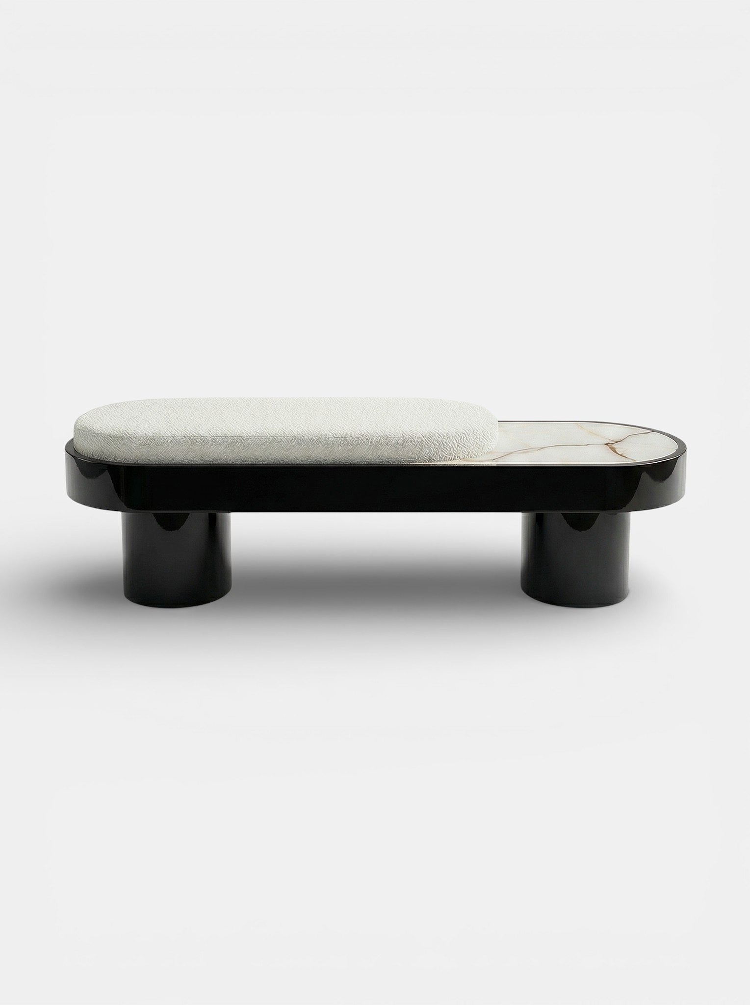 MARBERA NOTO BLACK LACQUERED WOOD & SHELL ONYX BENCH Bench