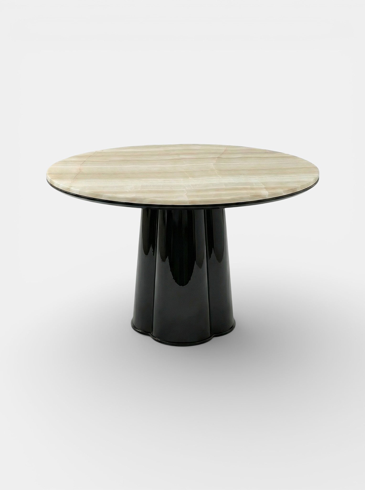 MARBERA POLI BLACK LACQUERED & IVORY ONYX Dining Table