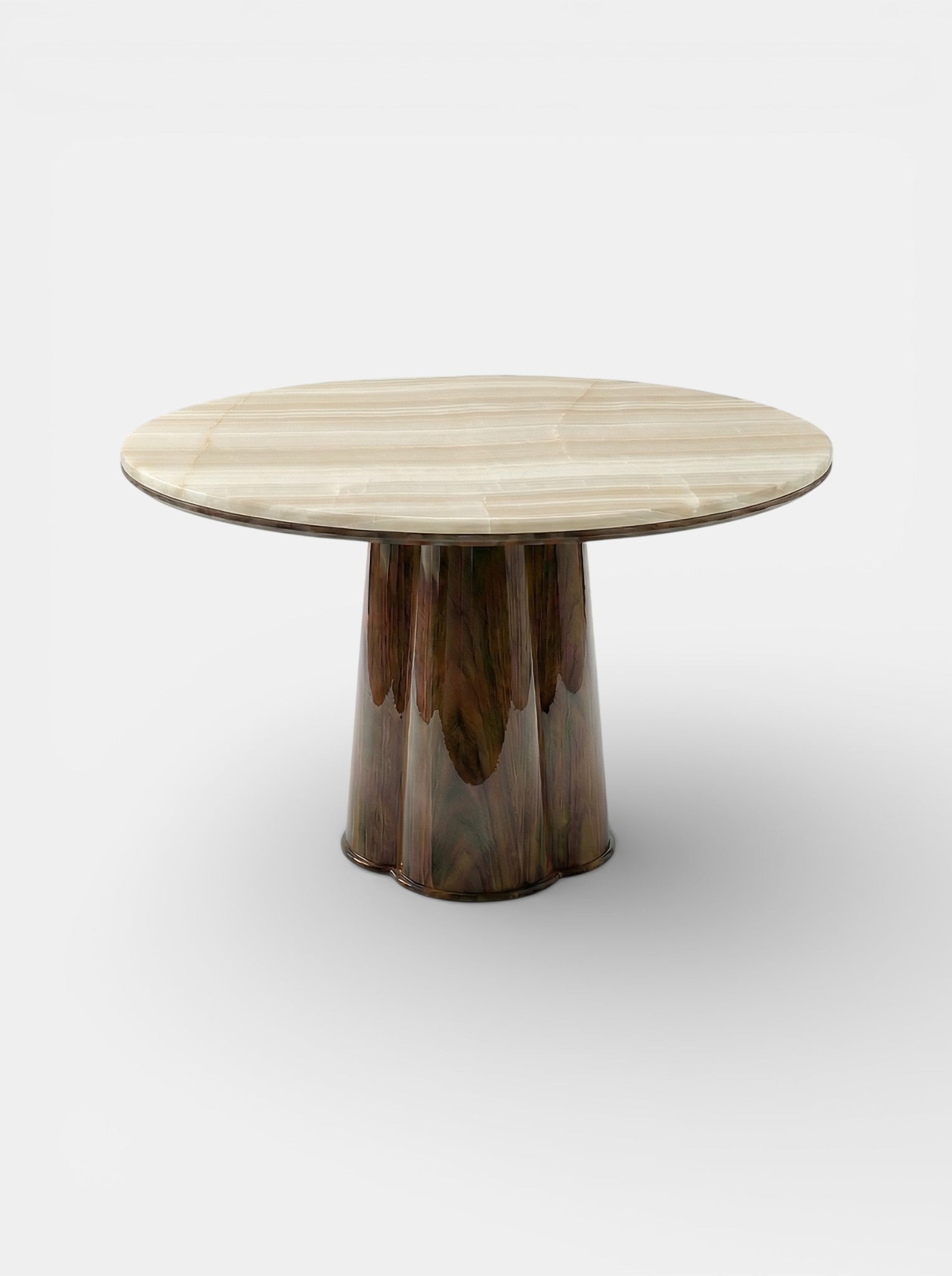 MARBERA POLI GLOSSY WOOD & IVORY ONYX DINING TABLE Dining Table