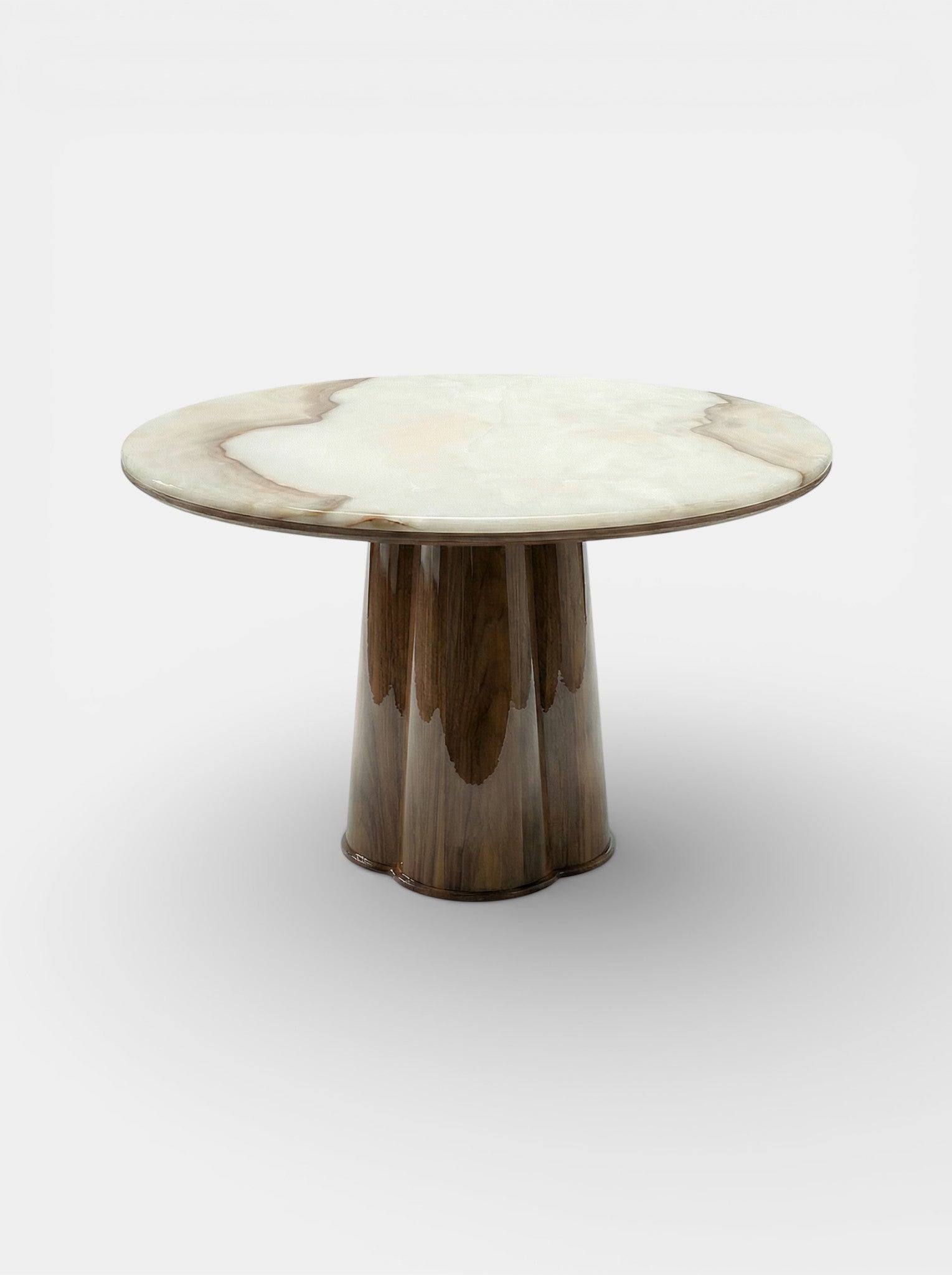 MARBERA POLI GLOSSY WOOD & VANILLA ONYX Dining Table