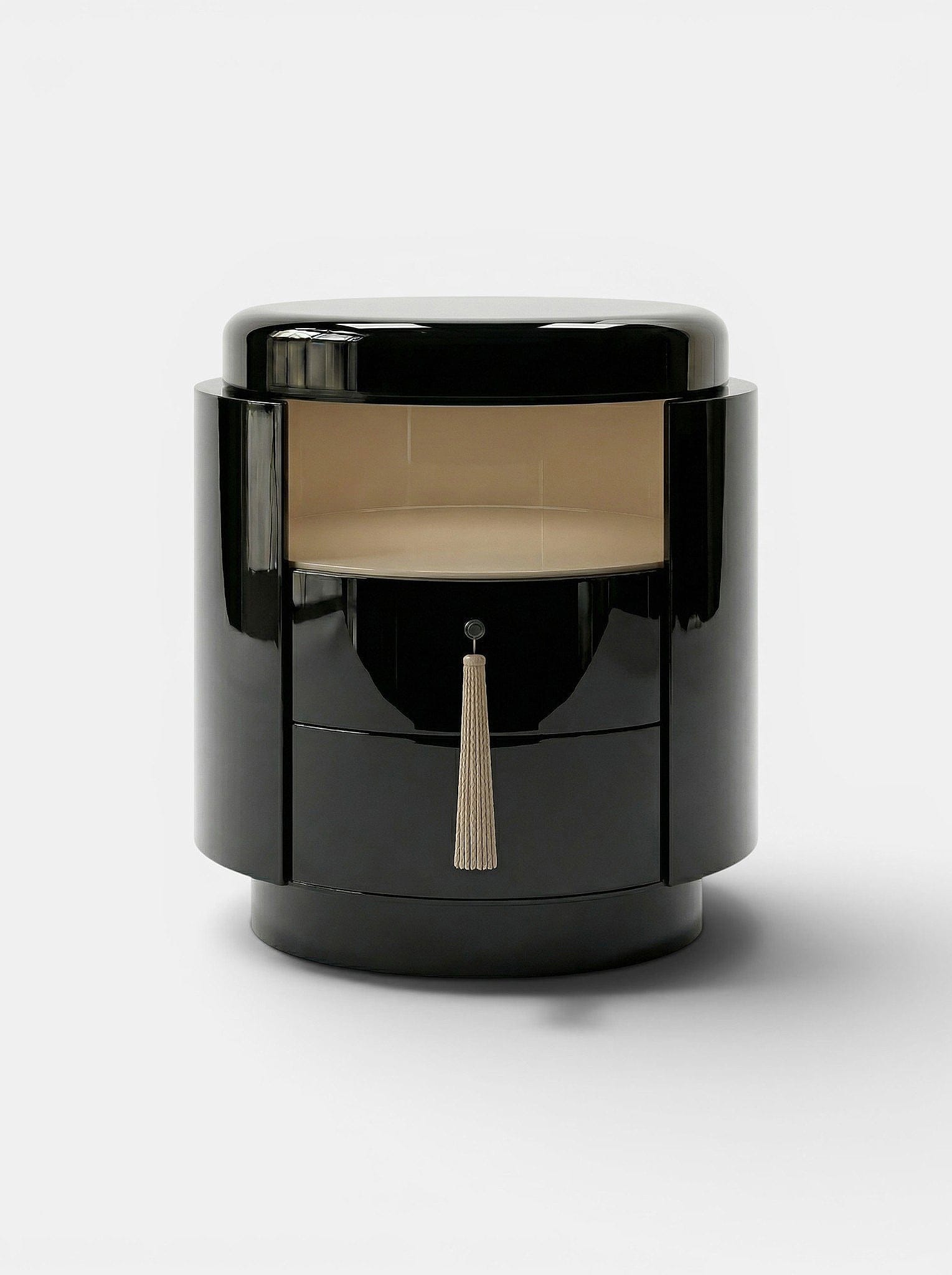 Marbera POMPON | BLACK & OFF-WHITE Bedside Table