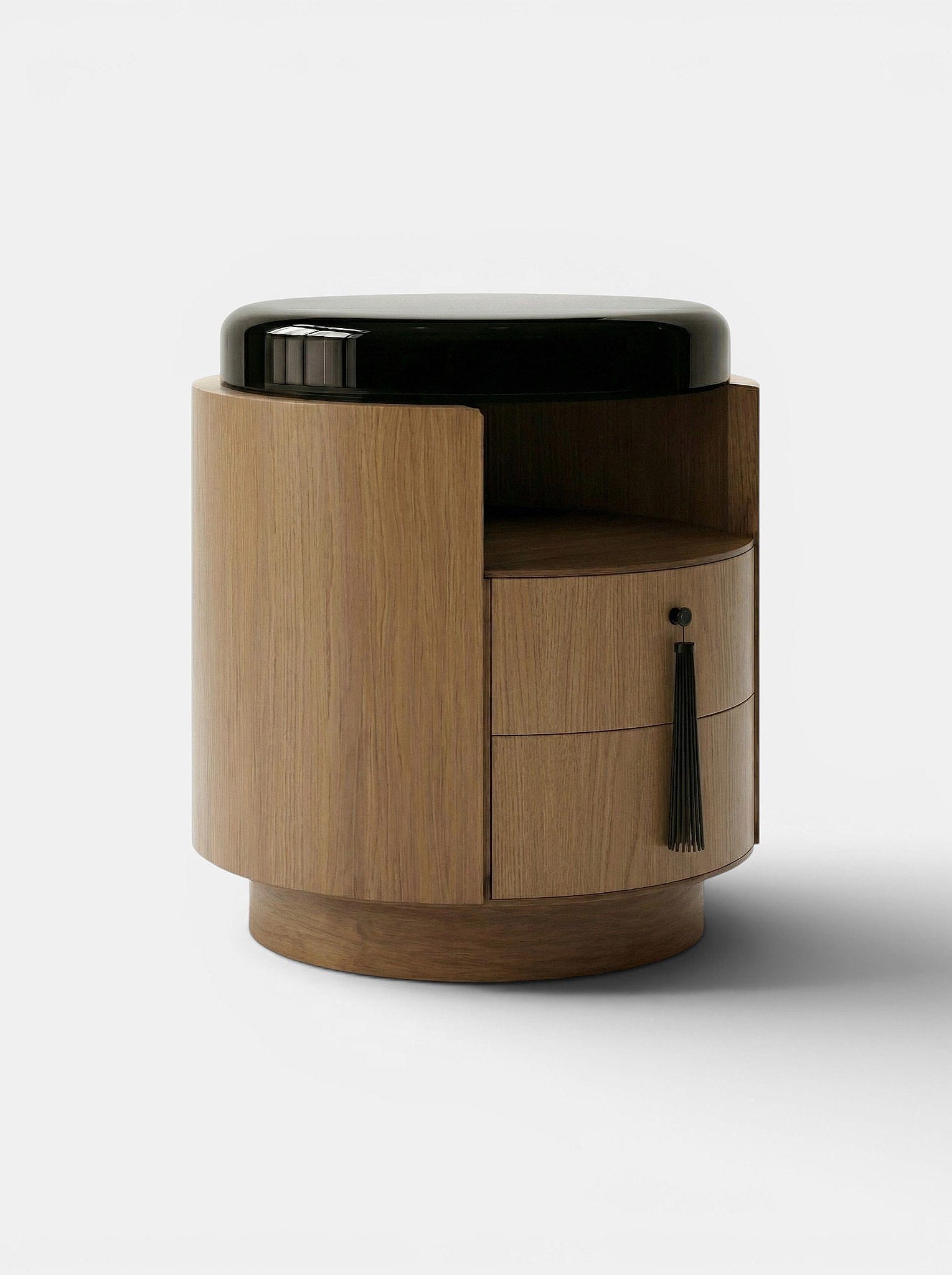 Marbera POMPON | OAK & BLACK Bedside Table