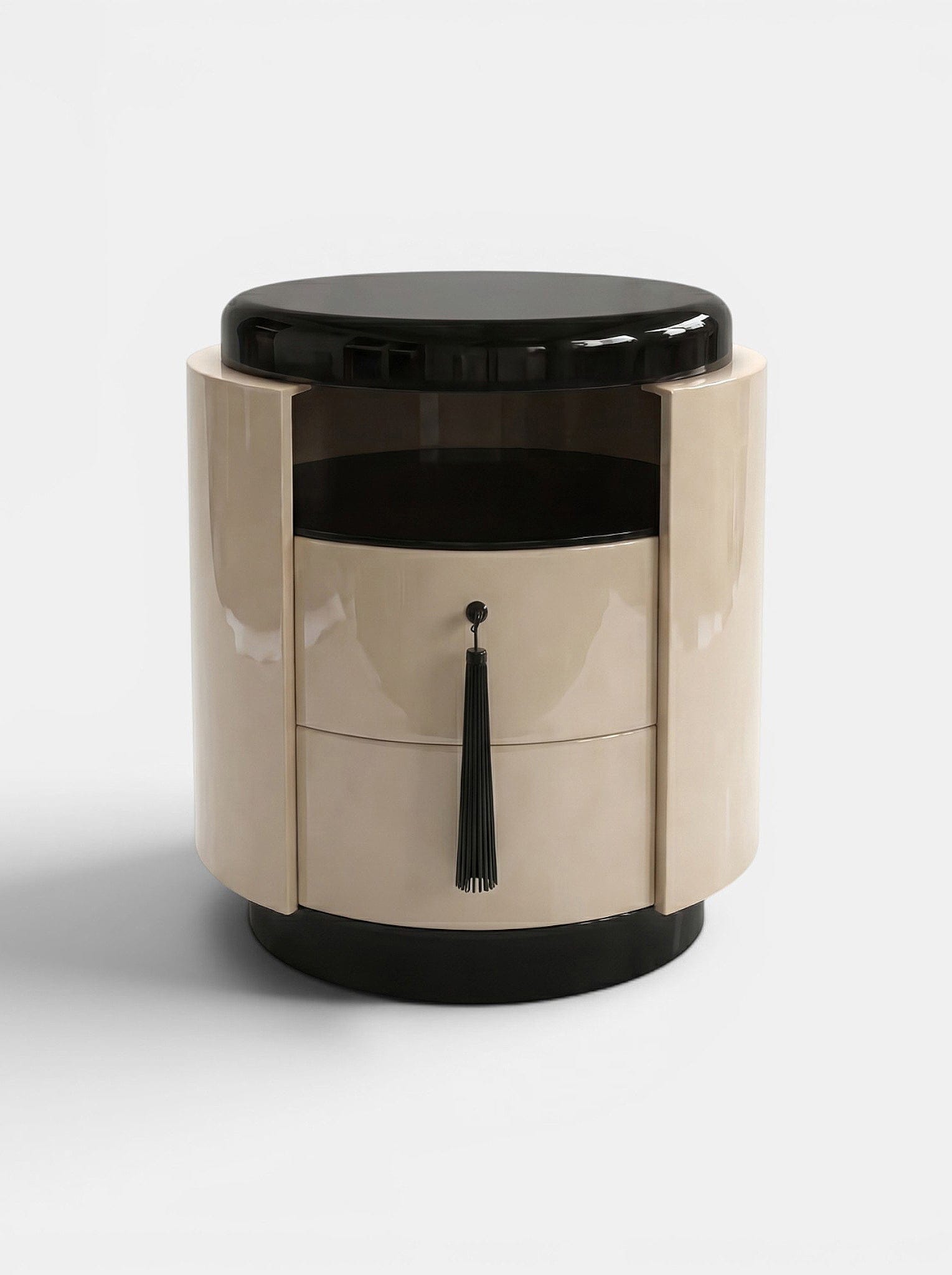 Marbera POMPON | OFF-WHITE & BLACK Bedside Table