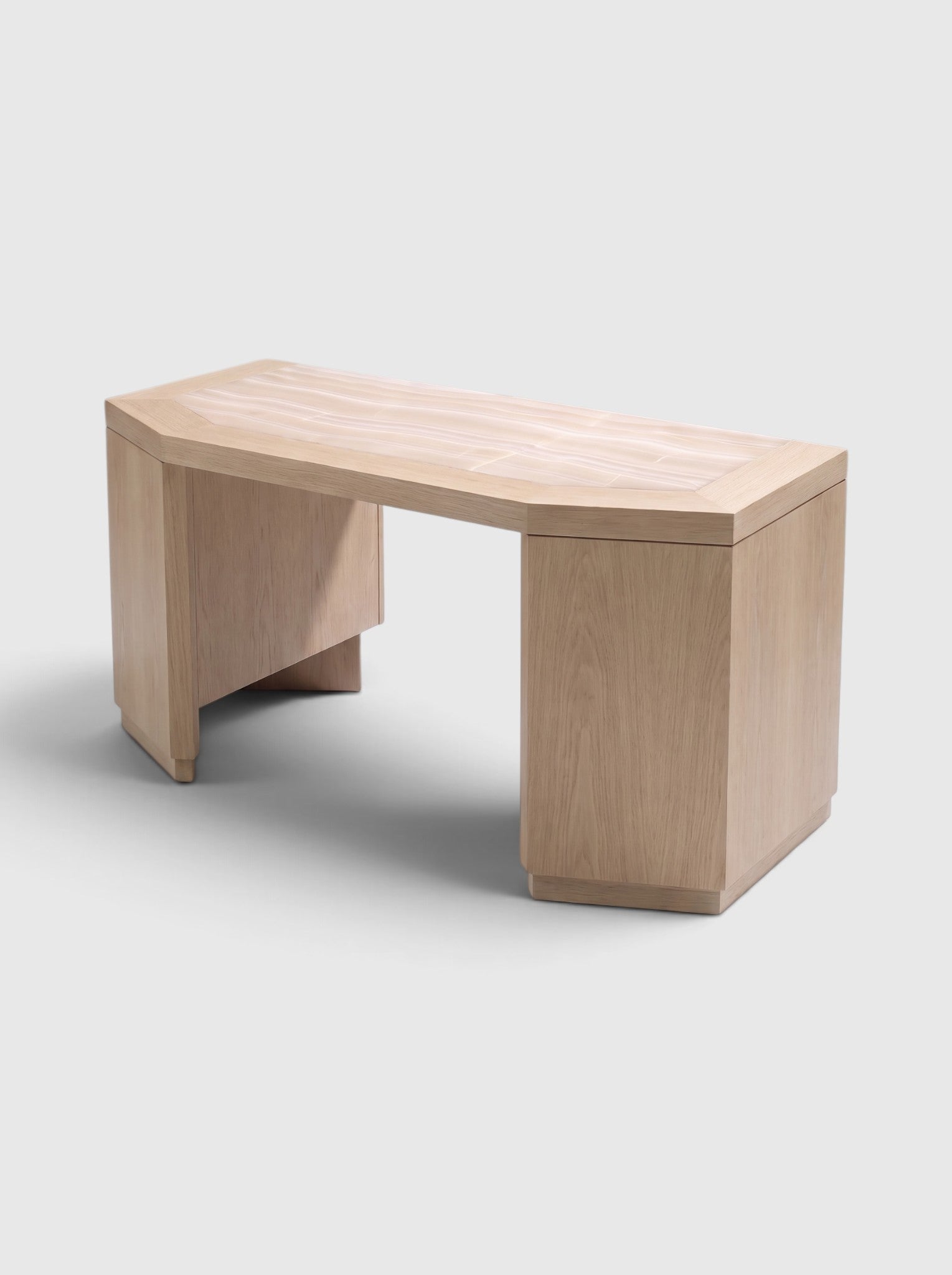 Marbera Studio Marbera Studio James Desk Oak and Ivory Onyx 70.9in