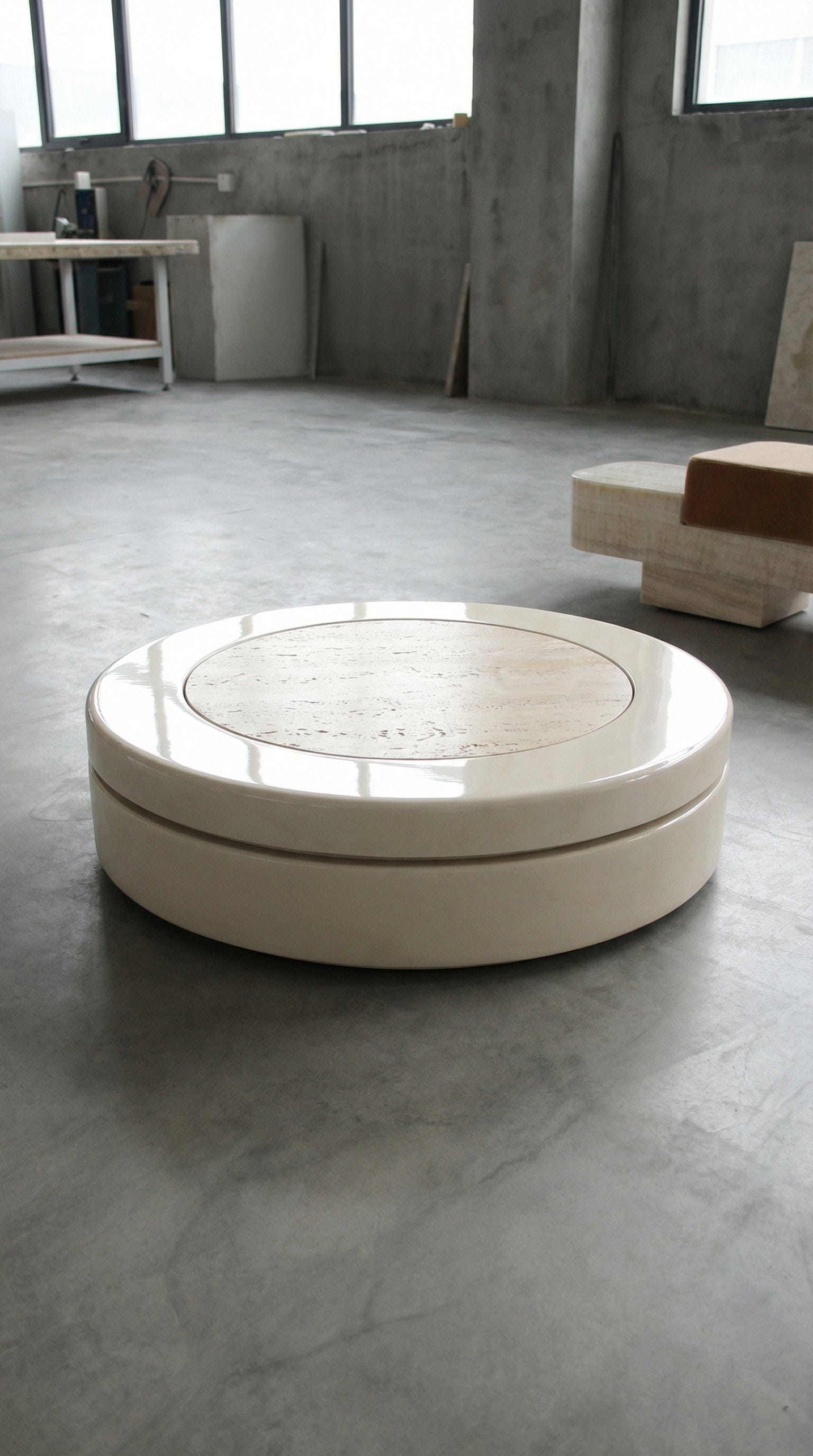 MARBERA YOYO | OFF-WHITE & TRAVERTINE Coffee Table