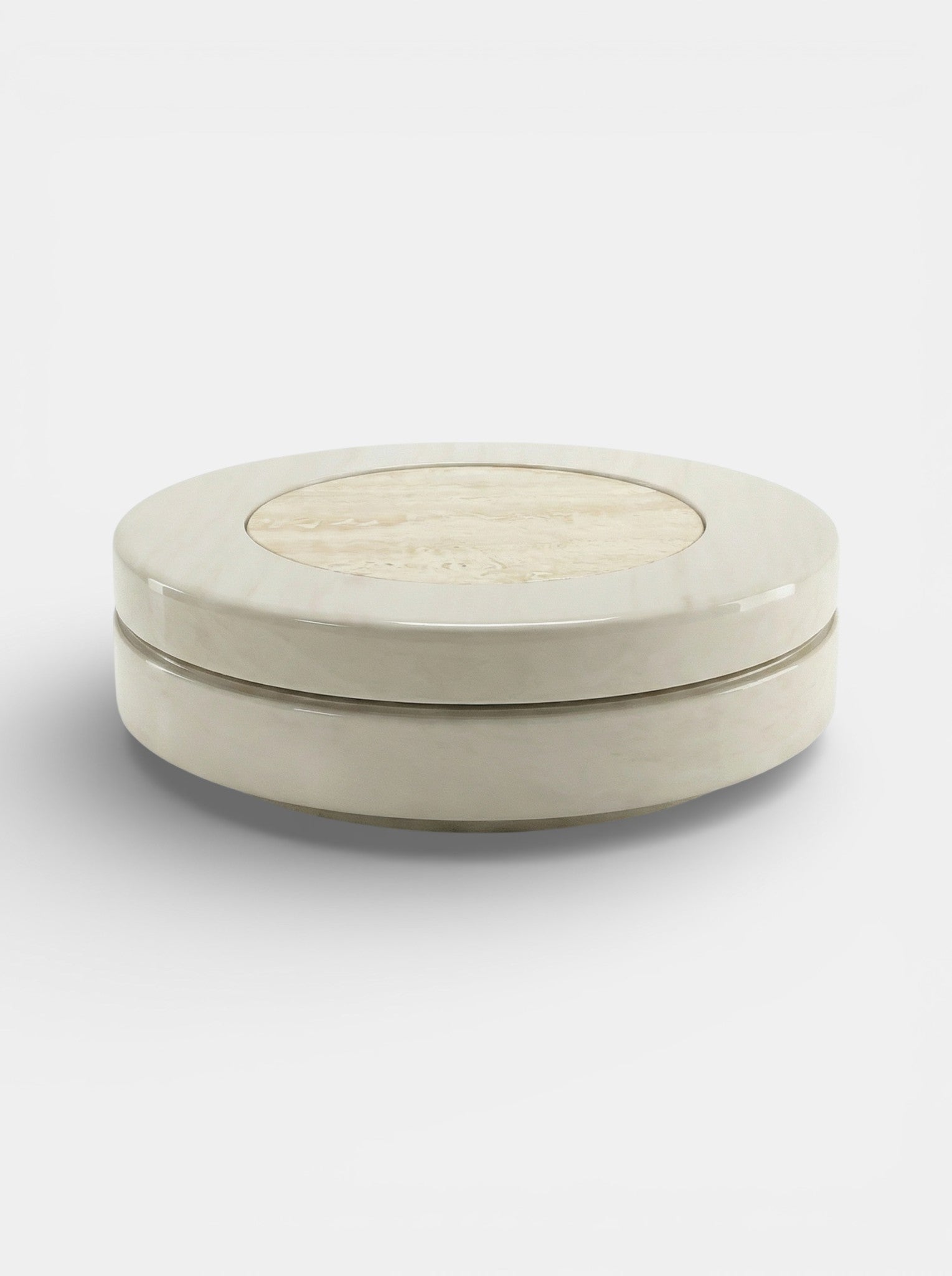 MARBERA YOYO | OFF-WHITE & TRAVERTINE Coffee Table
