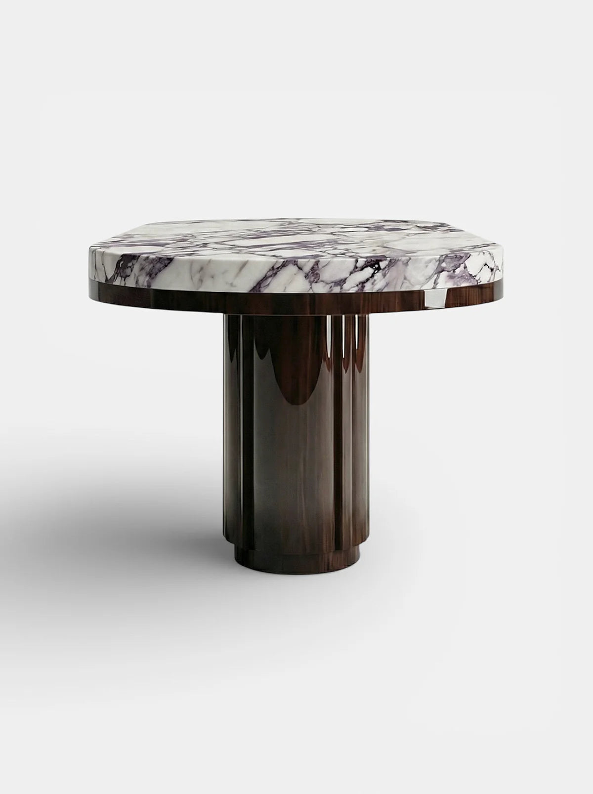 MIRA BROWN & CALACATTA VIOLA MARBLE DINING TABLE