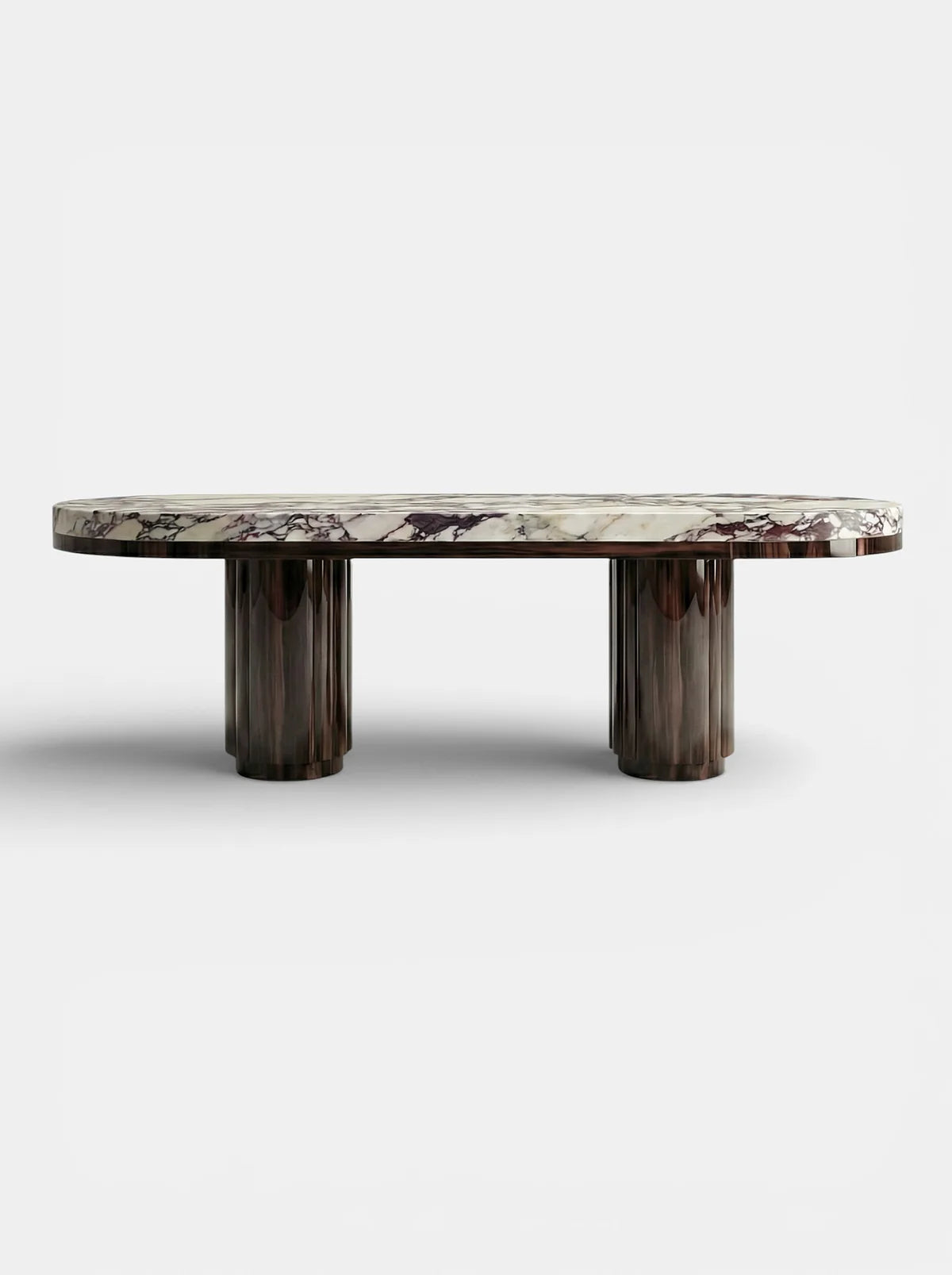 MIRA BROWN & CALACATTA VIOLA MARBLE DINING TABLE