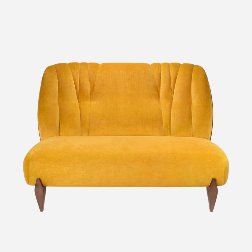 Sofa NA PALI | 2 SEAT SOFA Bright velvet ref. gold - walnut wood INSIDHERLAND