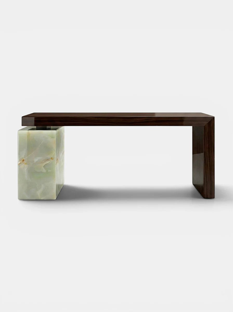 NINA WOOD & GREEN ONYX DESK
