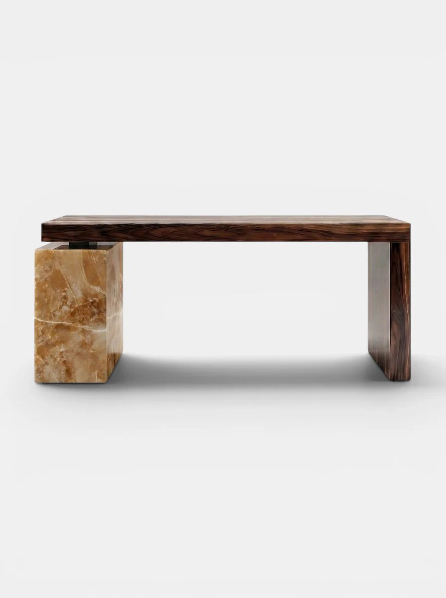 NINA WOOD & HONEY ONYX DESK