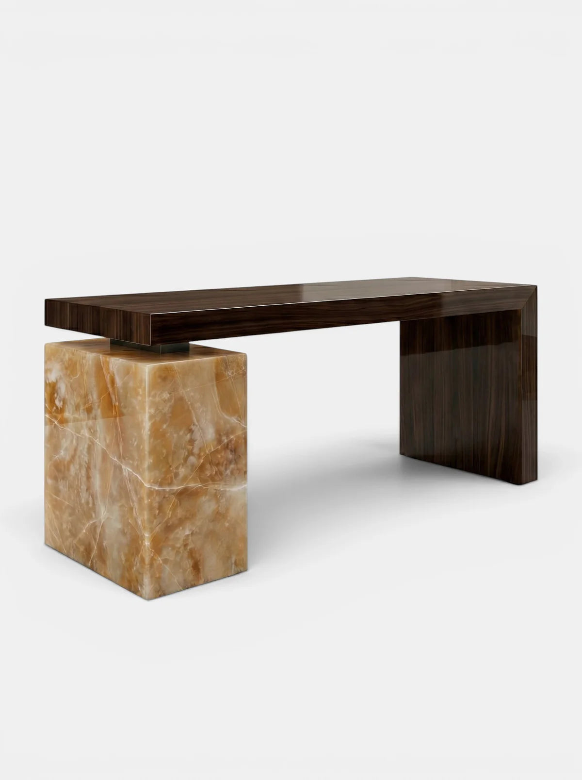 NINA WOOD & HONEY ONYX DESK
