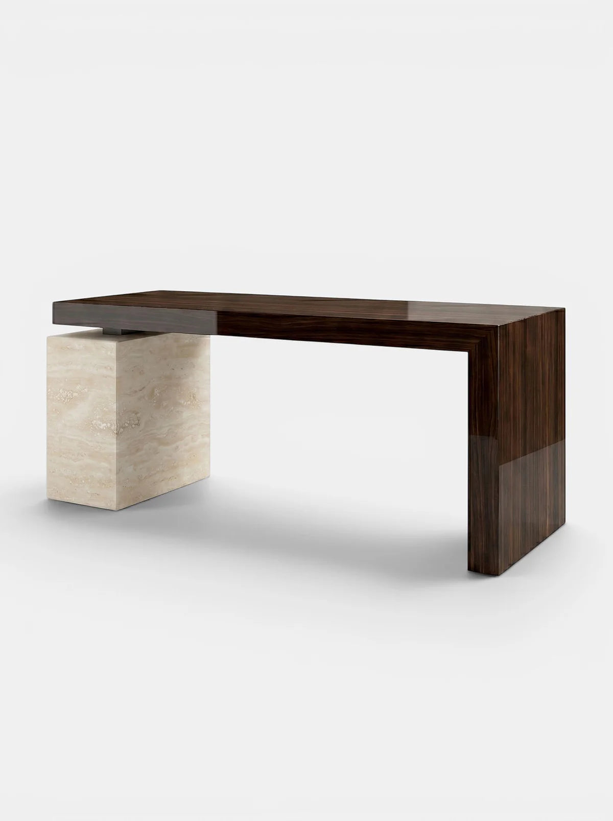 NINA WOOD & TRAVERTINE DESK