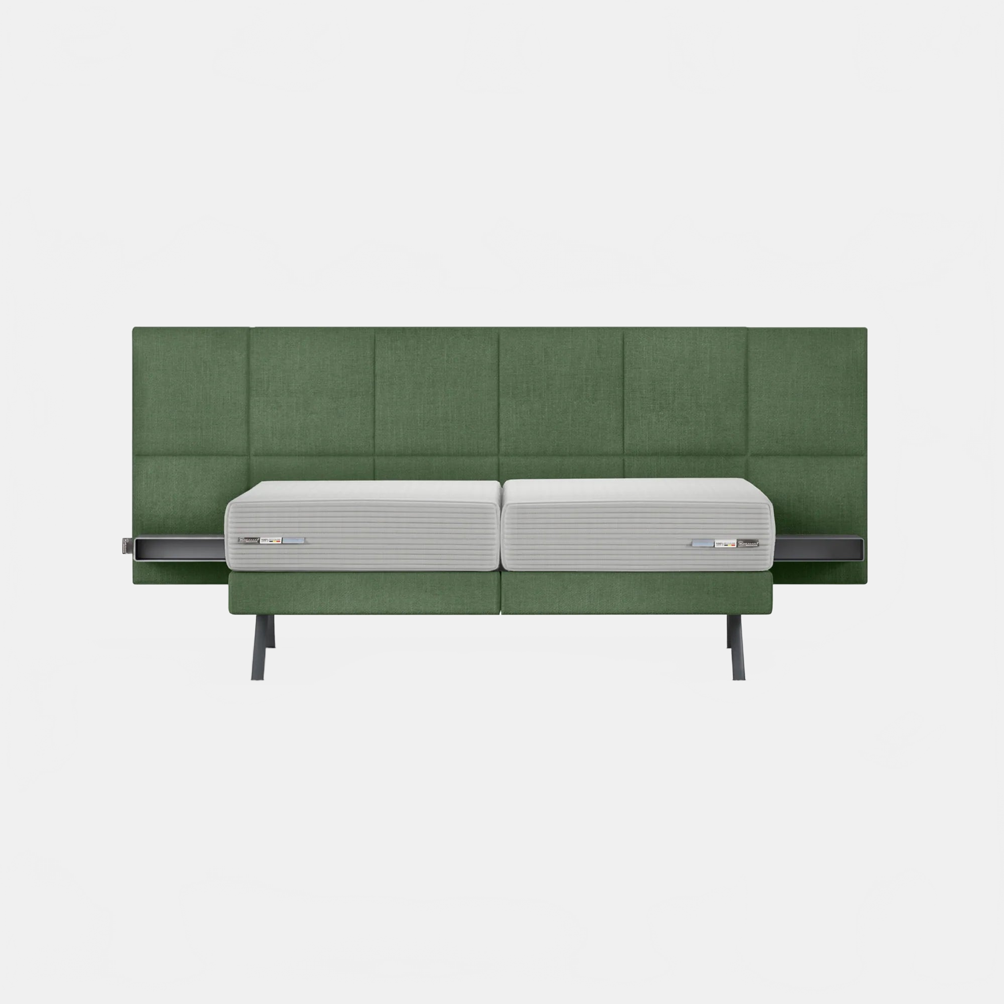 Bed Bergamo - Green 12 SQUARE LARGE HEADBOARD + BOX SPRING | KING SIZE KREAMAT
