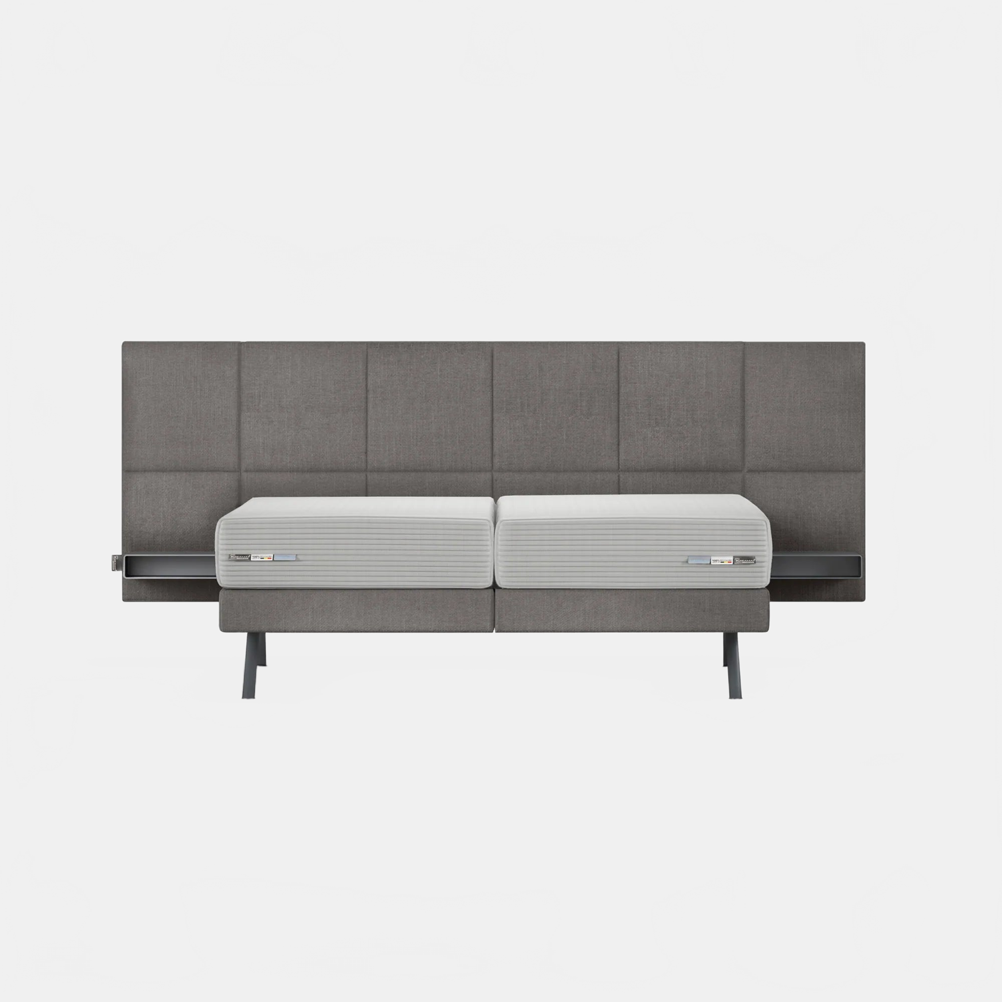 Bed Bergamo - Beige 05 SQUARE LARGE HEADBOARD + BOX SPRING | KING SIZE KREAMAT