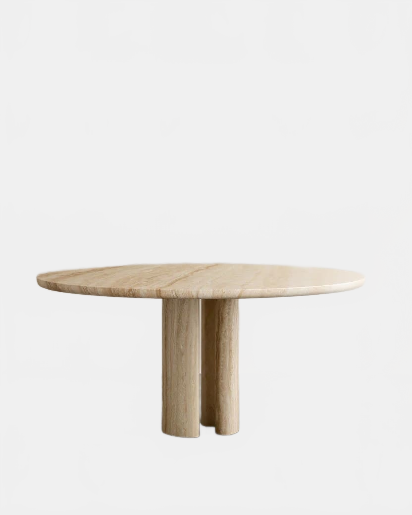 Dining Table Ø 160 cm x H 75 cm / Classico Alabastrino Travertine ROMAN DINING TABLE PALOMA EDITIONS