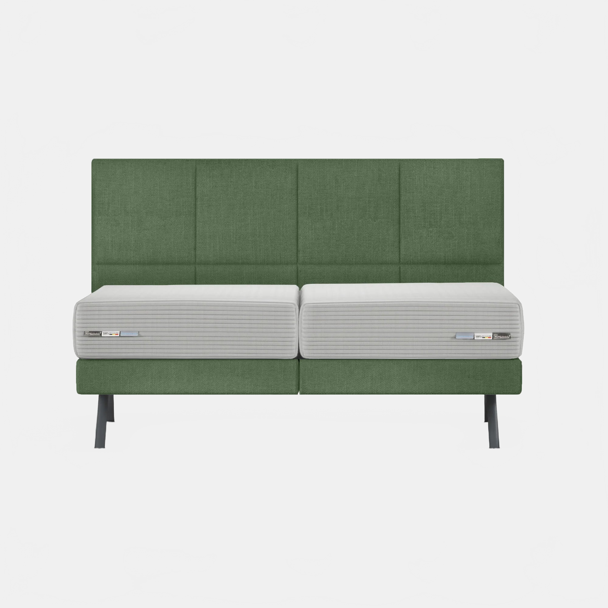 Bed Bergamo - Beige 05 SQUARE SMALL HEADBOARD + BOX SPRING | QUEEN SIZE KREAMAT