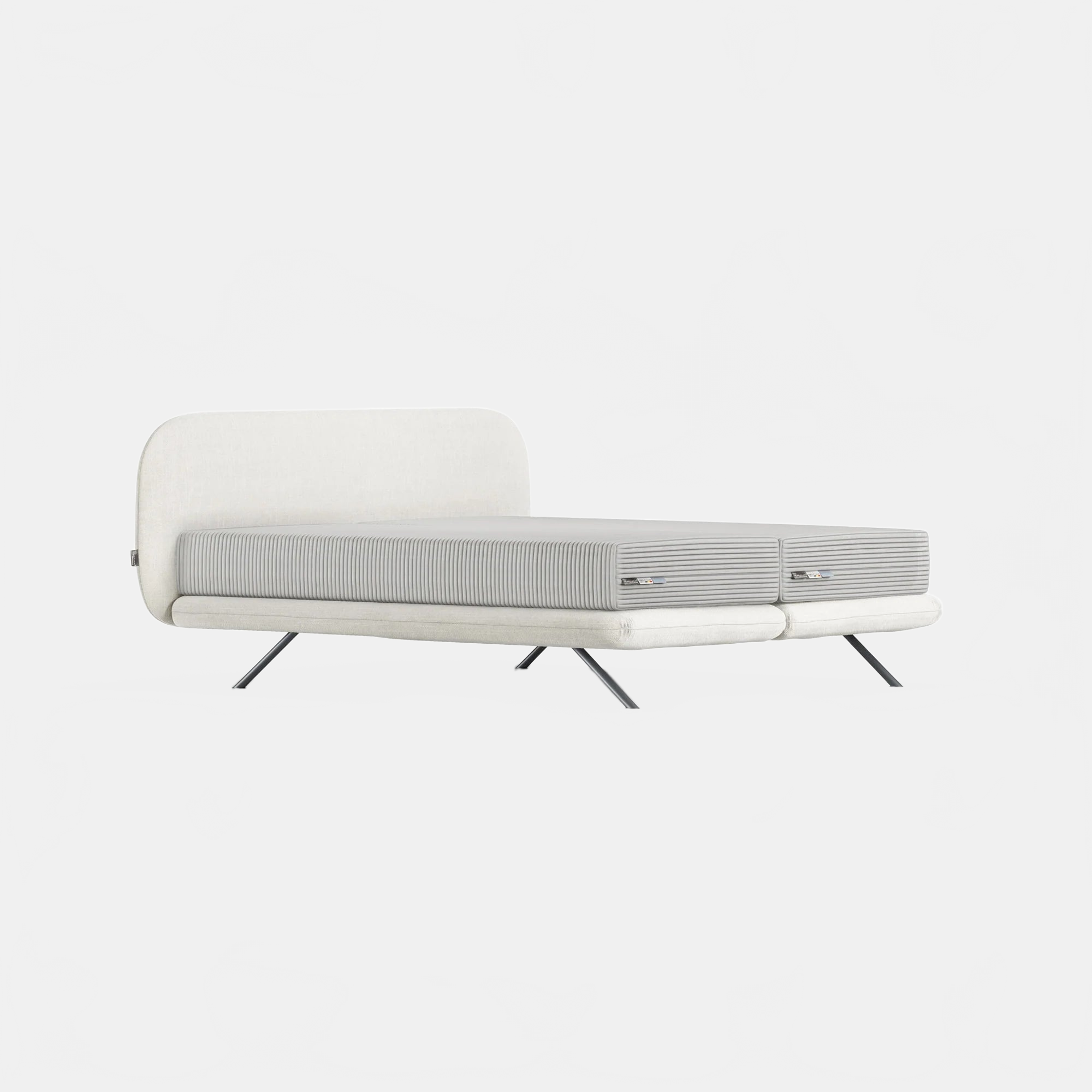 Bed Bergamo - Grey 03 ORGANIC H9 HEADBOARD + BOX SPRING | QUEEN SIZE KREAMAT